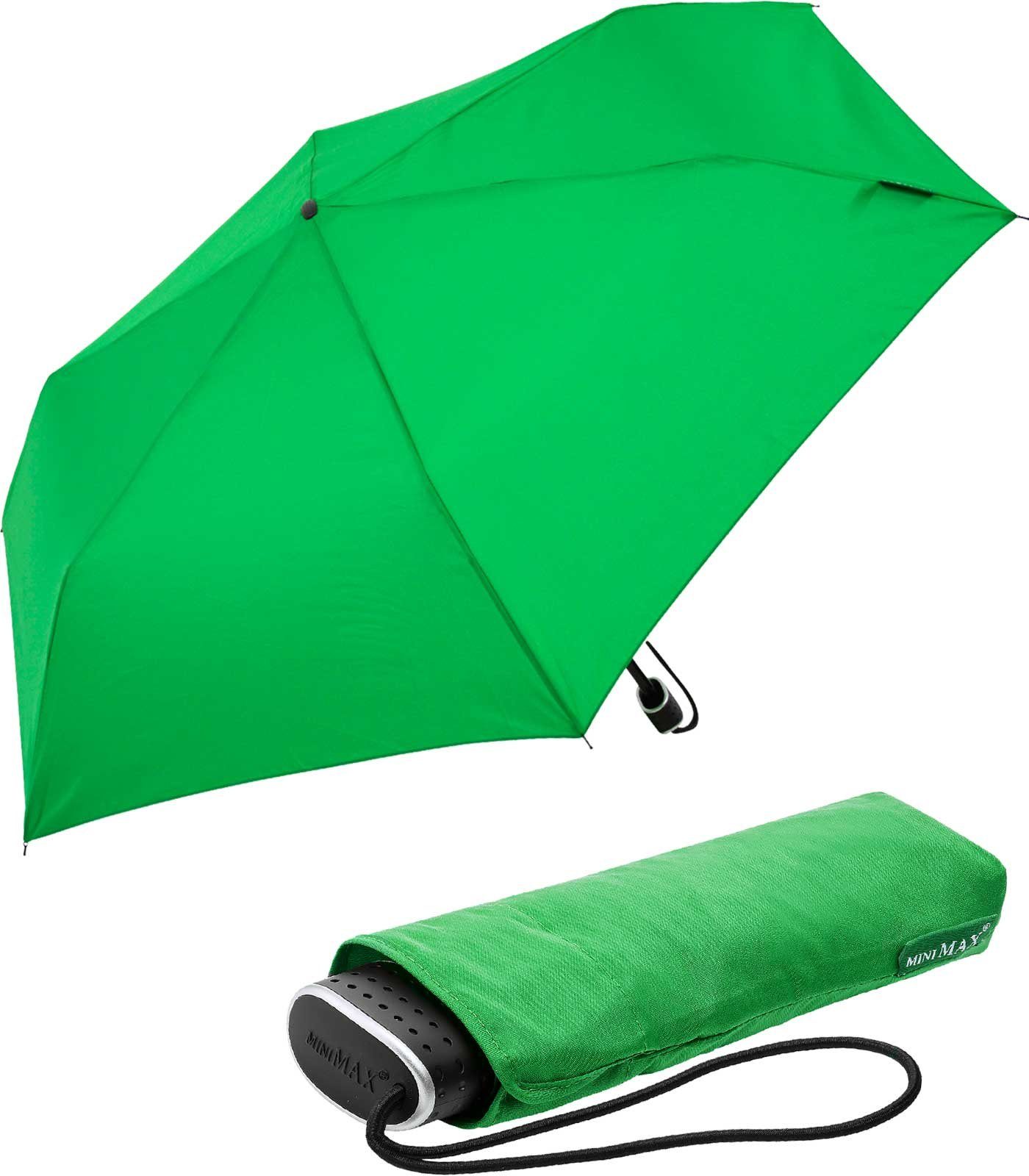 Impliva Taschenregenschirm miniMAX® Flat leichter flacher Schirm, perfekt für das Reisegepäck grün