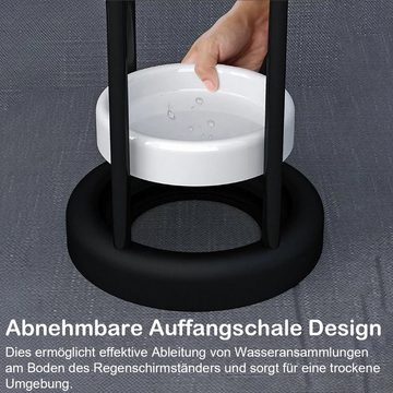 LifeImpree Schirmständer Regenschirmhalter mit Wasserauffangschale herausnehmbar, Schirmhalter, Höhe 57 cm, rund, Ø 30 cm, aus Metall, Schwarz