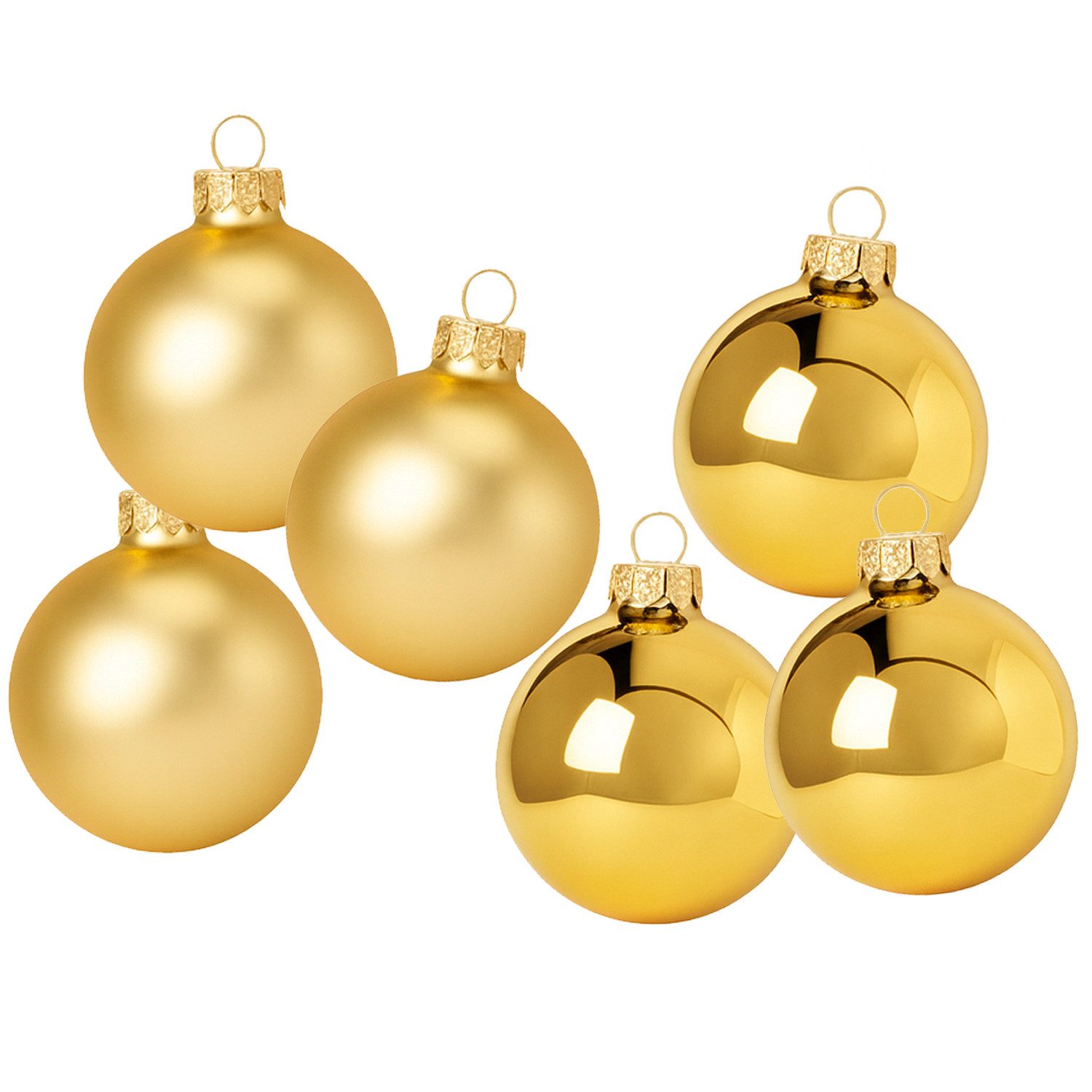 MARELIDA Weihnachtsbaumkugel Christbaumkugeln Новогодние шары Glas 8cm glänzend matt gold 6 Stück (6 St)