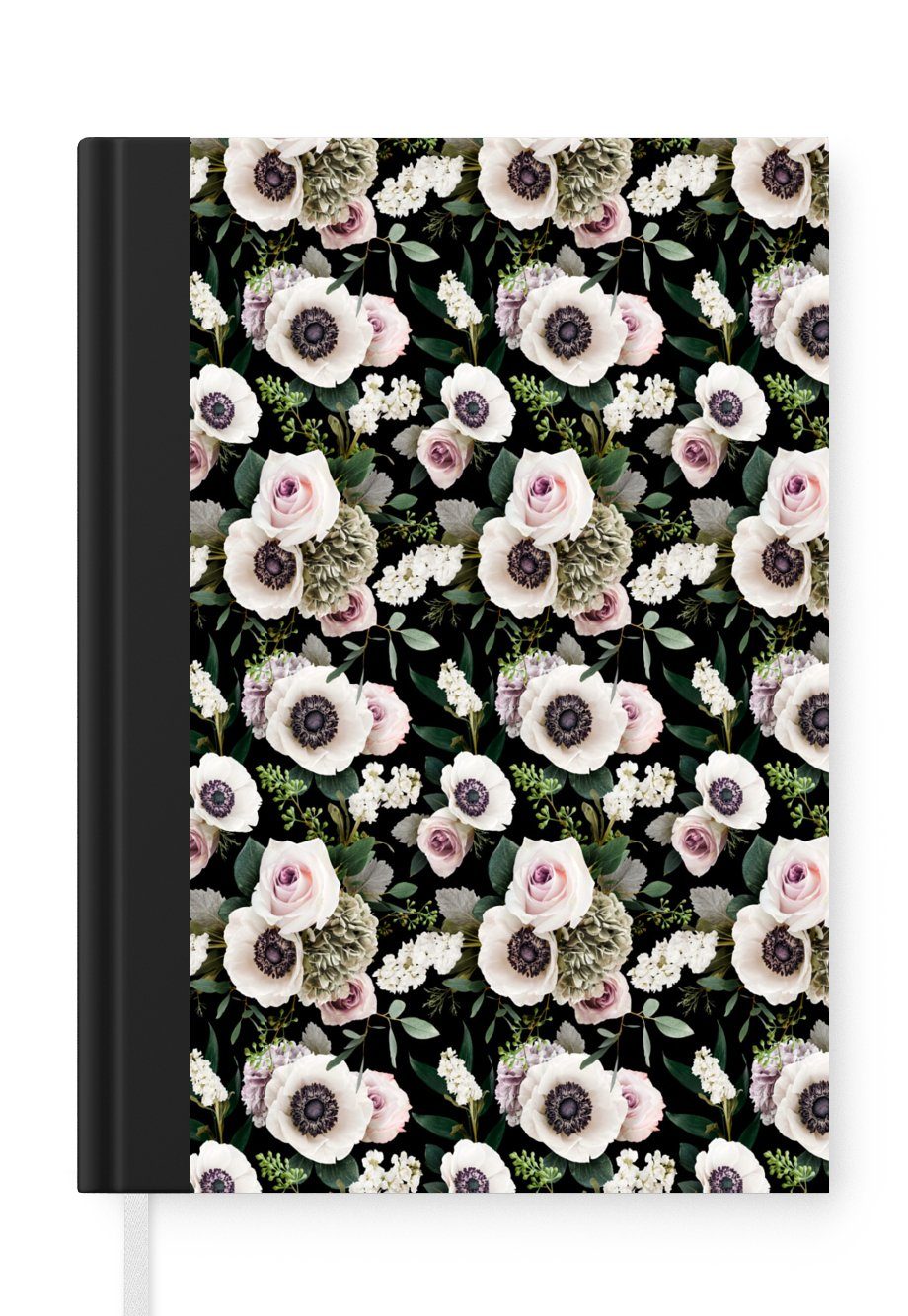 MuchoWow Notizbuch Blumen - Anemone - Collage, Journal, Merkzettel, Tagebuch, Notizheft, A5, 98 Seiten, Haushaltsbuch