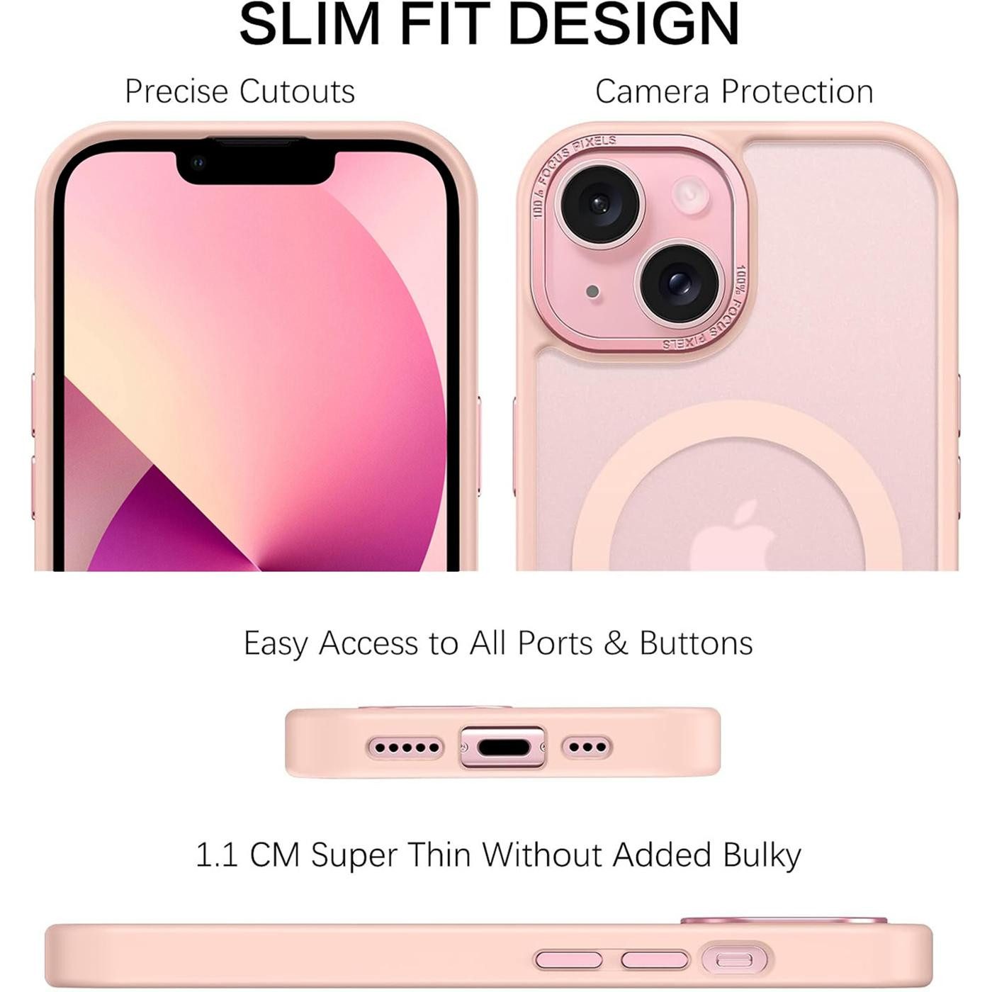 CoolGadget Handyhülle Magnet Hülle für iPhone 13 Schutzhülle mit Metall Kamerarahmen 6,1 Zoll, magnetisches Schutzcase Matt Stoßfest kompatibel mit Magsafe Zubehör