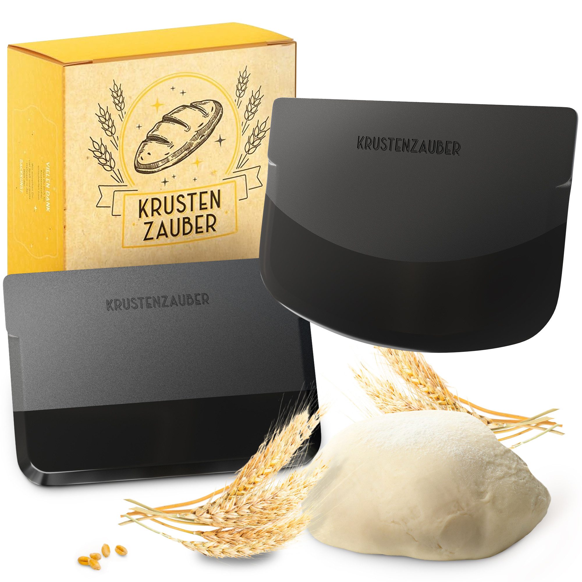 Krustenzauber Backmatte Zubehör - Brotschlingen, Schneebesen, Backmatte, Teig Reinigungstücher, 2x Teigschaber