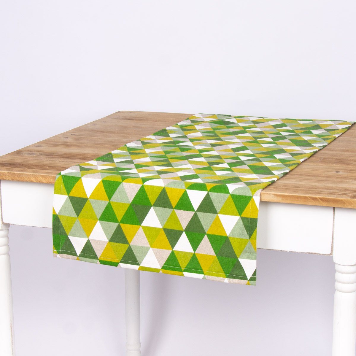 SCHÖNER LEBEN. Tischläufer SCHÖNER LEBEN. Tischläufer Dreiecke grün Töne 40x160cm, handmade | Tischläufer