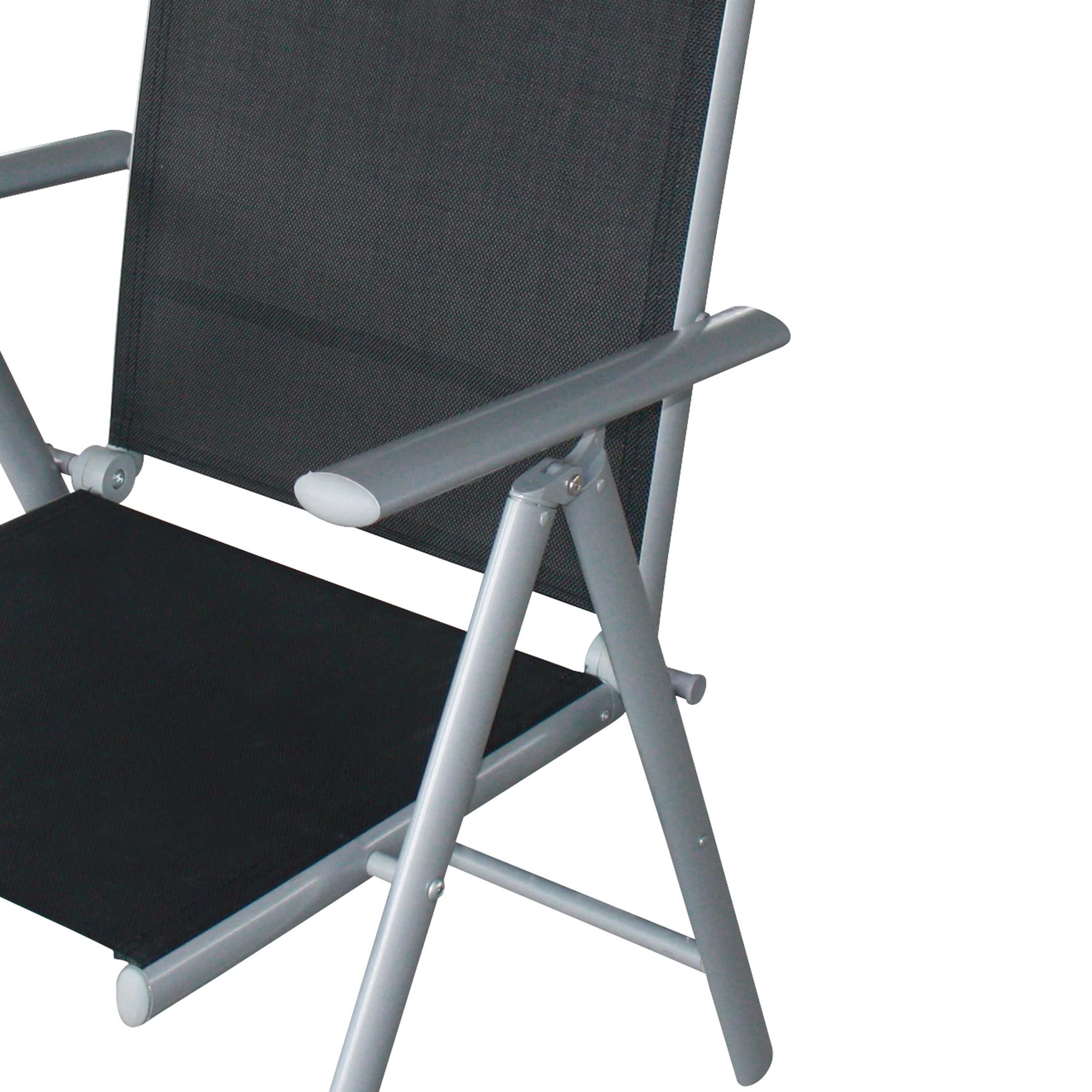 TPFGarden Gartenstuhl ASHFORD (2er Set Klappsessel mit Aluminiumgestell grau - Stoff schwarz), Hochwertiger Outdoor Stuhl mit den Maßen (BxHxT): 56 x 107 x 66 cm