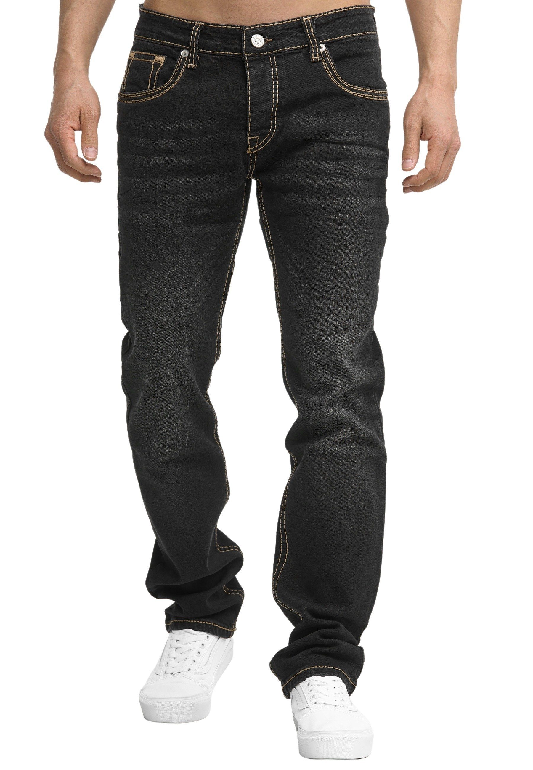 Five black Hose dark Jeans Männer Herren Pocket Fit Bootcut Code47 Code47 Regular Denim Regular-fit-Jeans 901