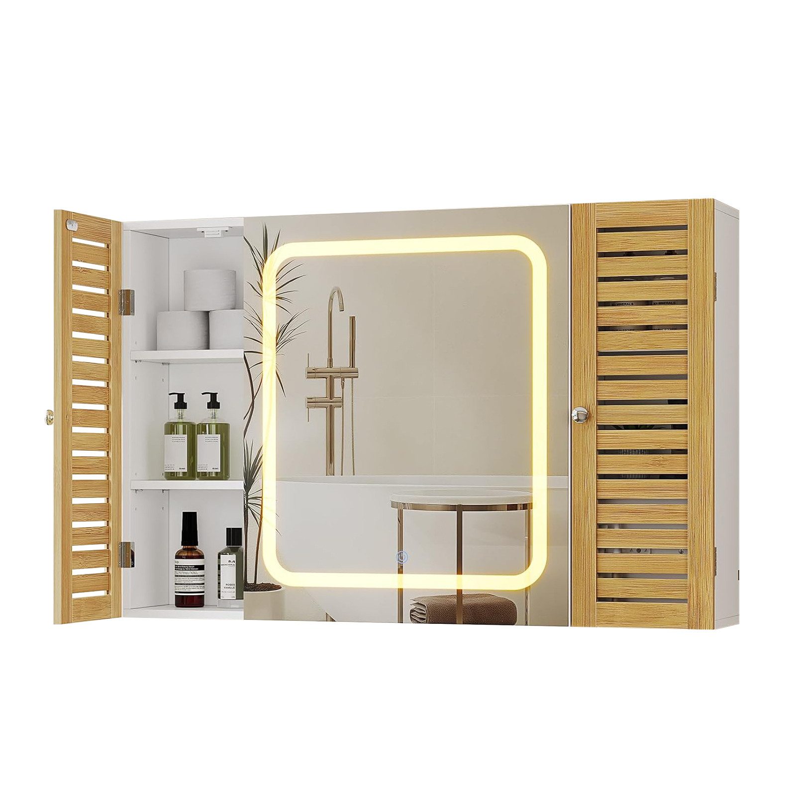 MSMASK Spiegelschrank mit LED-Beleuchtung und Steckdose, Badezimmerschrank günstig online kaufen