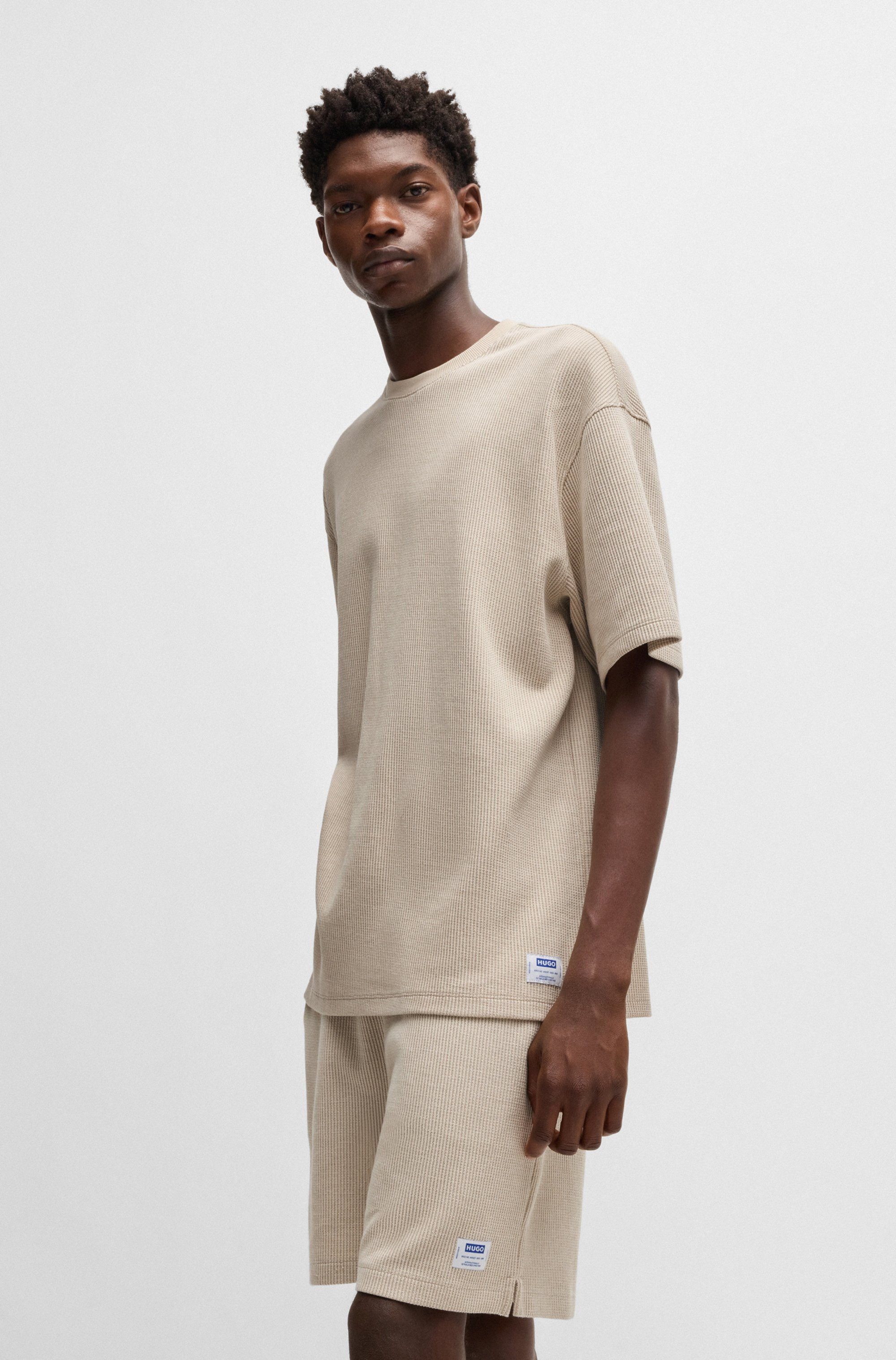 HUGO Blue T-Shirt Nuwaffle mit Waffelmuster günstig online kaufen