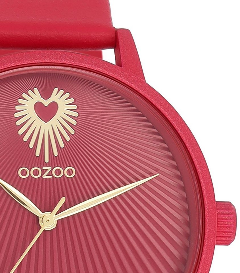 OOZOO Quarzuhr C11247, Gehäuse aus Metall, rot IP-beschichtet, Ø ca. 42 mm