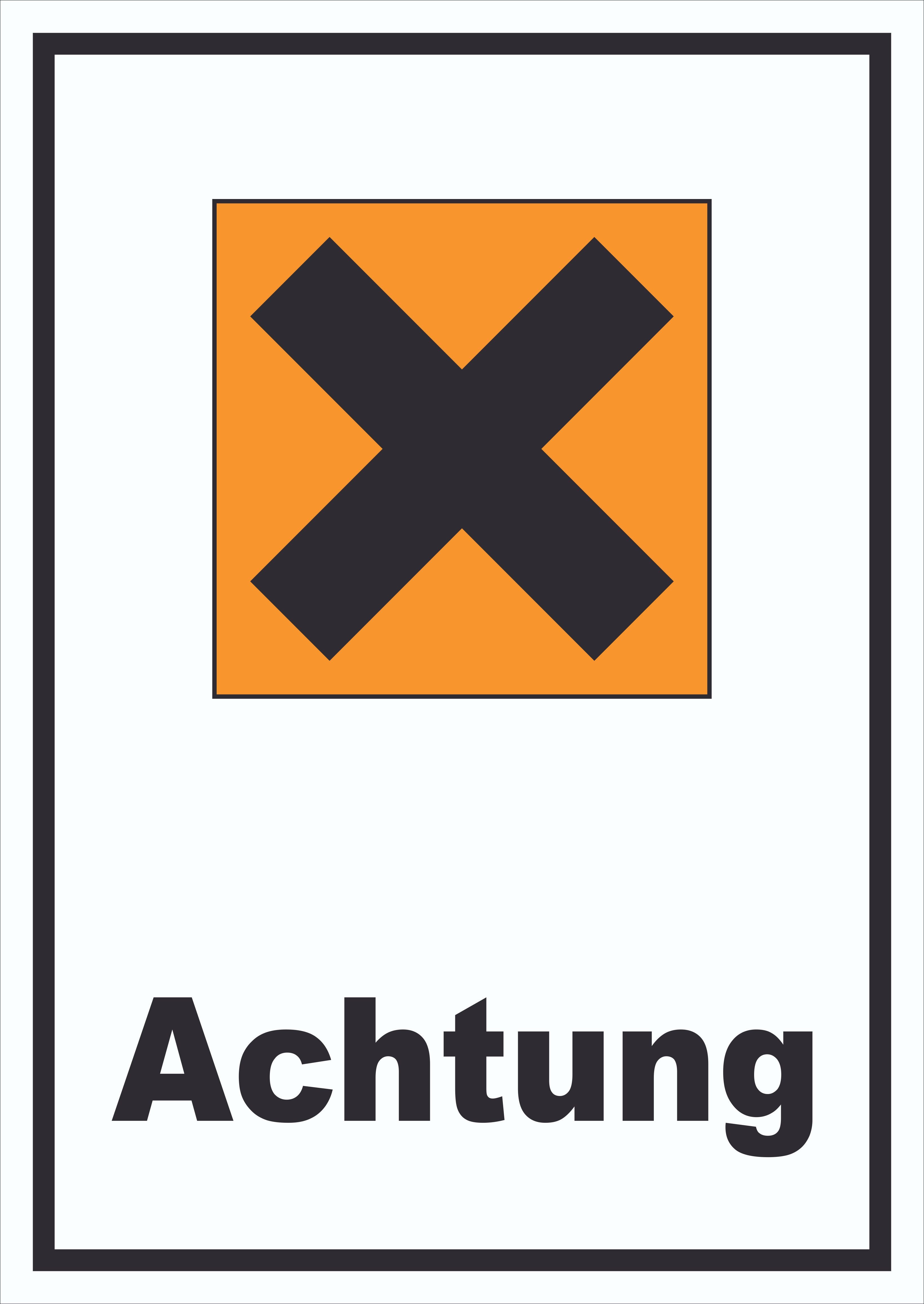 Hinweisschild Schild Gefahrensymbol Gesundheitsschädlich Achtung Kreuz hochkant