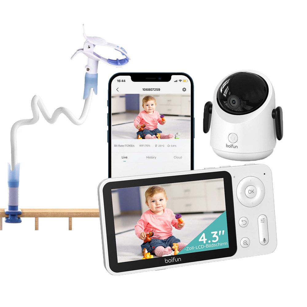 Video-Babyphone 2MP Babyphone mit Kamera 30 Stunden Akku mit 4,3 Zoll mit Halterung
