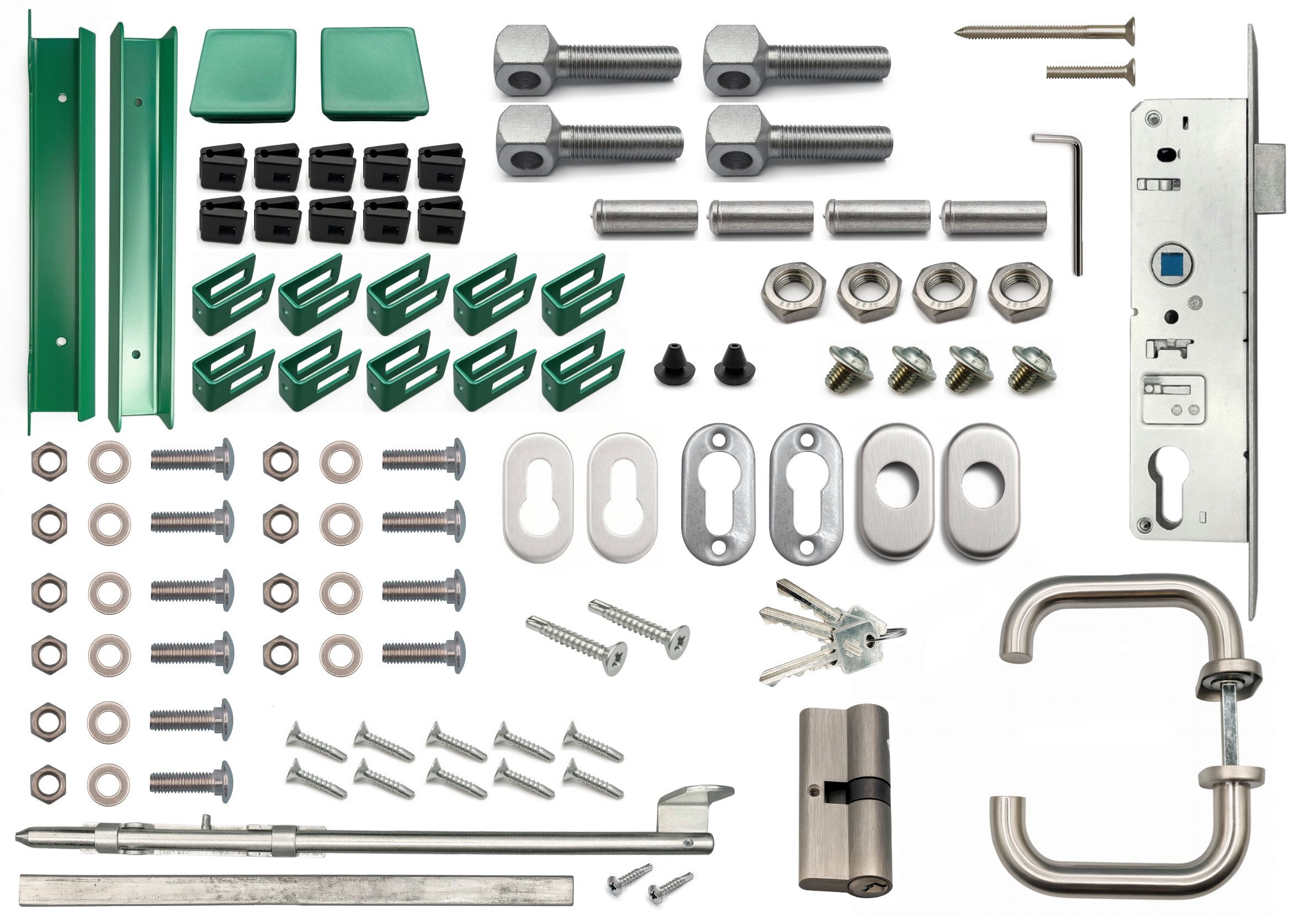 Fischer und Adamek Gartentor Doppelflügeltor, (inkl 2 Pfosten 3 Schlüssel Schließer), Moosgrün