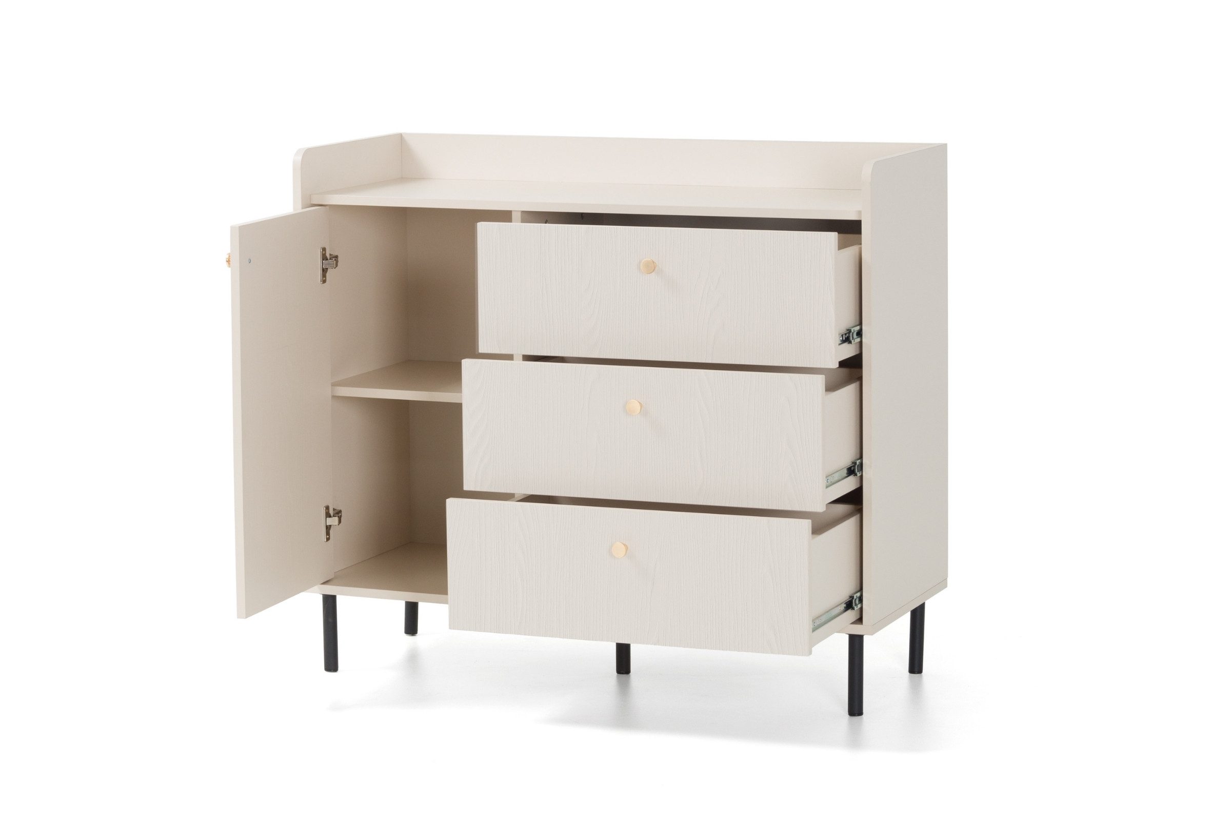 Deine Möbel 24 Kommode GEORGIA 06 Sideboard 103,5 / 91 / 42 cm (B/H/T) (Set, 2 St., Wohnzimmer Schlafzimmer Kinderzimmer), GEORGIA-Kollektion Beige Sandbeige