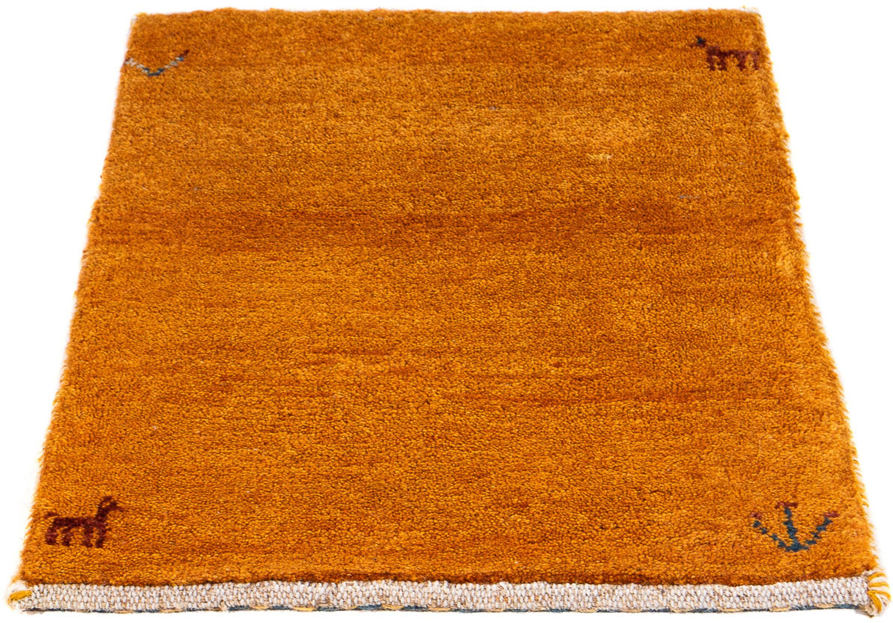 40 - Loribaft Perser Einzelstück mm, Gabbeh x Wollteppich Wohnzimmer, orange, 60 cm mit 12 Handgeknüpft, - - morgenland, rechteckig, Höhe: Zertifikat