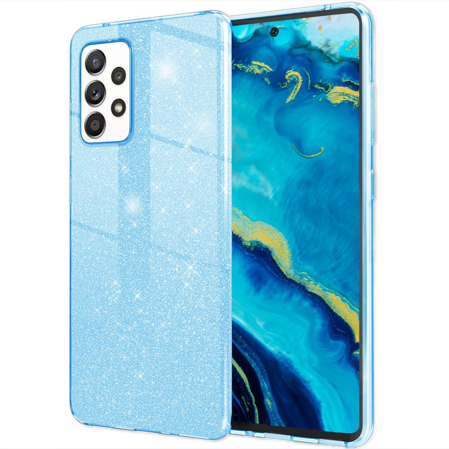 Nalia Smartphone-Hülle Samsung Galaxy A53 16,5 cm (6,5 Zoll), Glitzer Silikon Hülle / Verstärkte Innenseite / Glänzende Schutzhülle