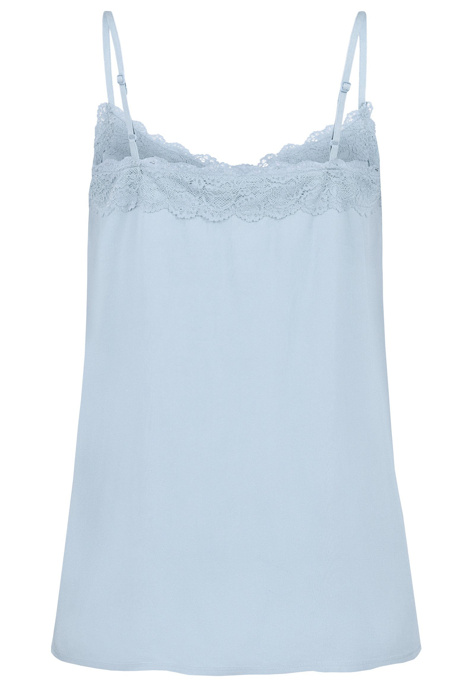 Fresh Made Shirttop Spaghettiträger- mit Spitzenbesatz, 4er-Pack für Damen (4-tlg) Regular Fit V-Ausschnitt Ärmellos unifarben atmungsaktiv