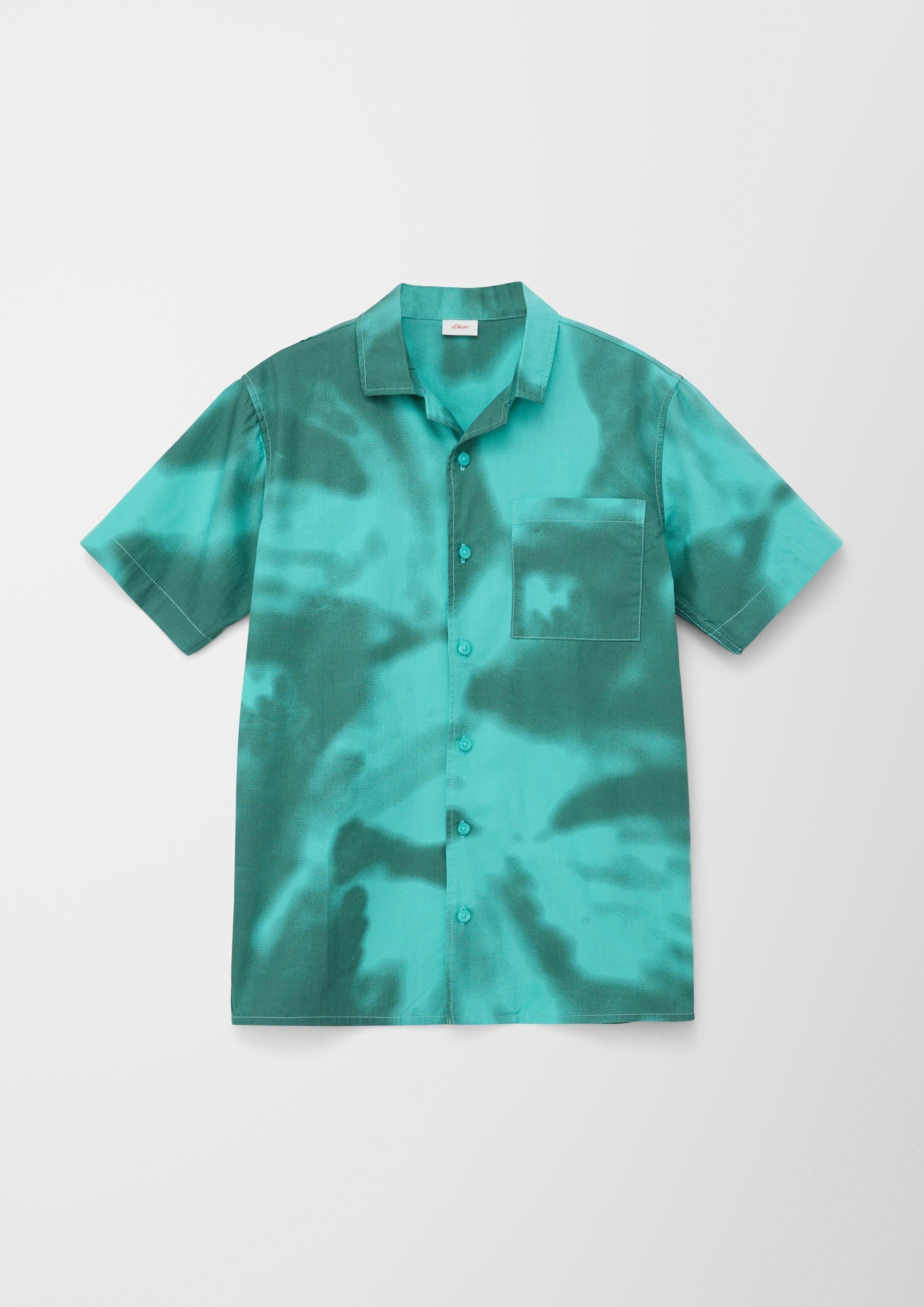 s.Oliver Kurzarmhemd Popeline-Hemd mit Allover-Print Dye Garment