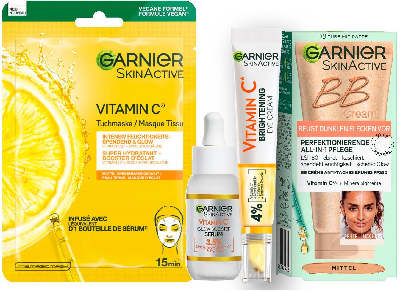 GARNIER Gesichtspflege-Set Vitamin C BB Cream Set, & 4-tlg