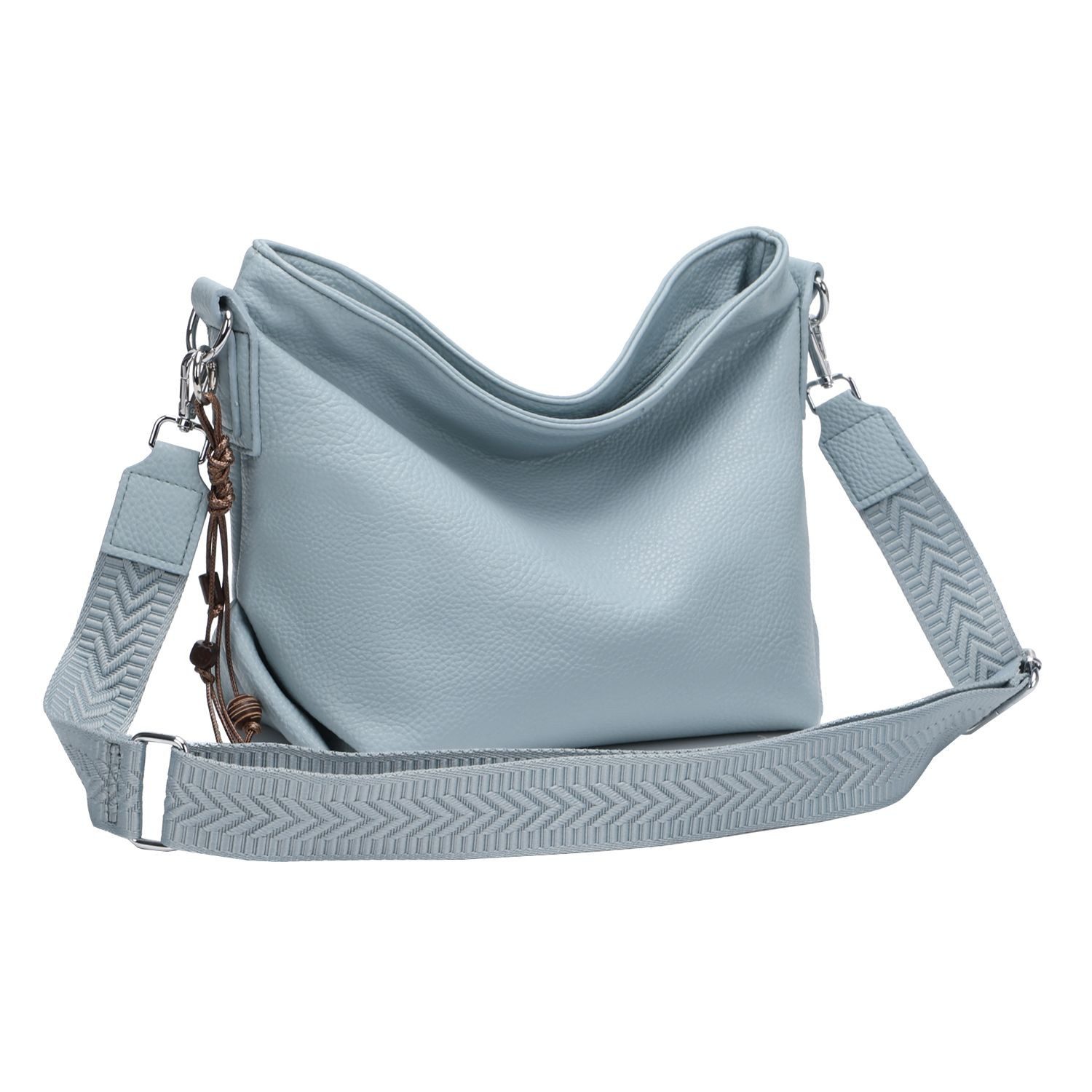 ITALYSHOP24 Schultertasche Damen Tasche Shopper HOBO Cross Over Body Bag Umhängetasche Weekender, große 3xFach geteiltes Hauptfach, Freizeit Abend Urlaub, Leder Optik