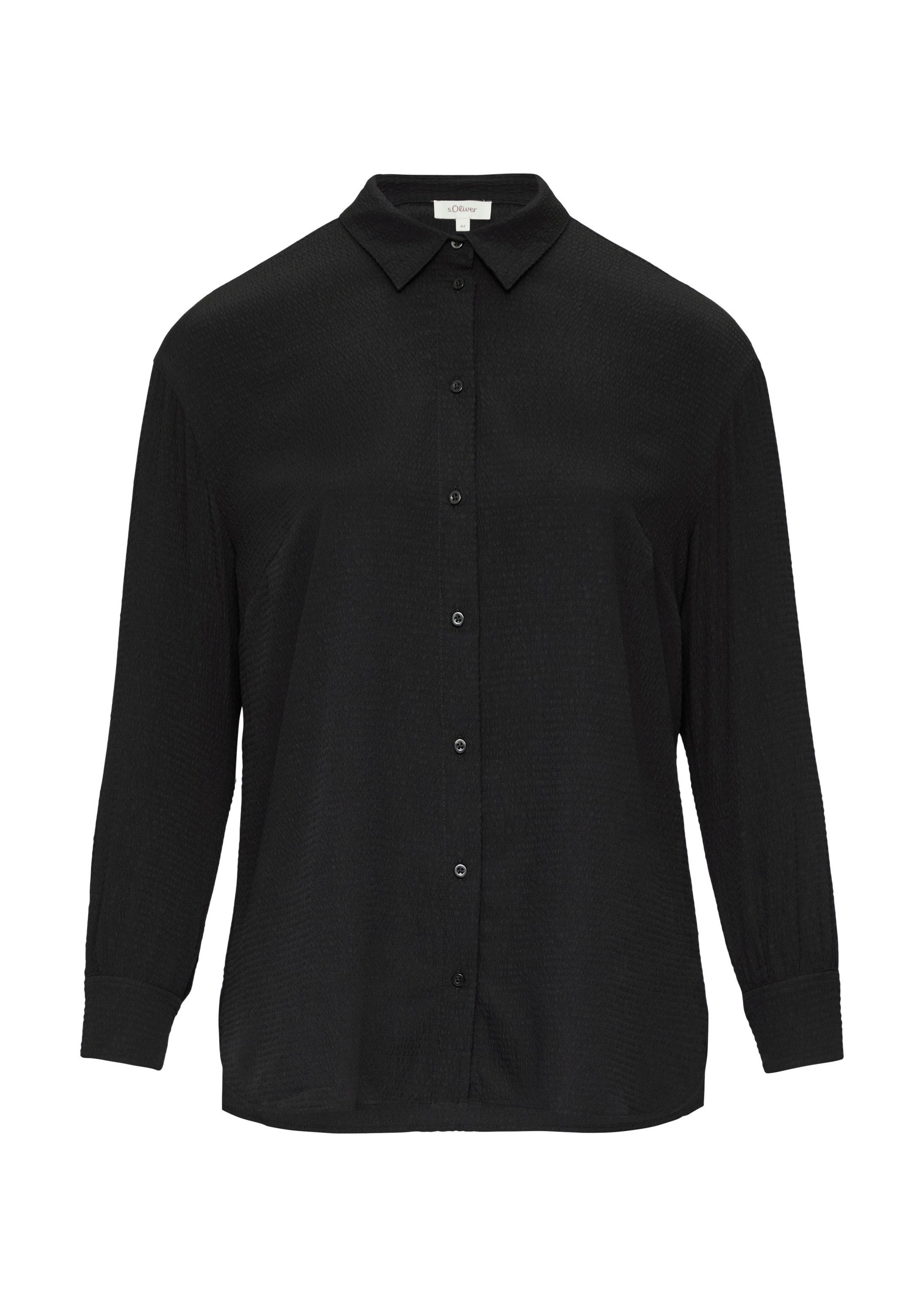 s.Oliver Langarmbluse Bluse Strukturierte Hemdbluse mit Raffung