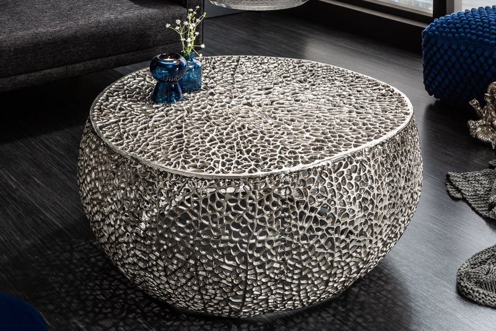 riess-ambiente Couchtisch ABSTRACT LEAF 80cm silber (Einzelartikel, 1-St), Wohnzimmer · Metall · Handarbeit · Modern