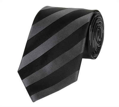Fabio Farini Krawatte verschiedene Herren Krawatten - klassische Streifen Schlips in 8cm (ohne Box, Gestreift) Breit (8cm), Schwarz/Dunkelgrau