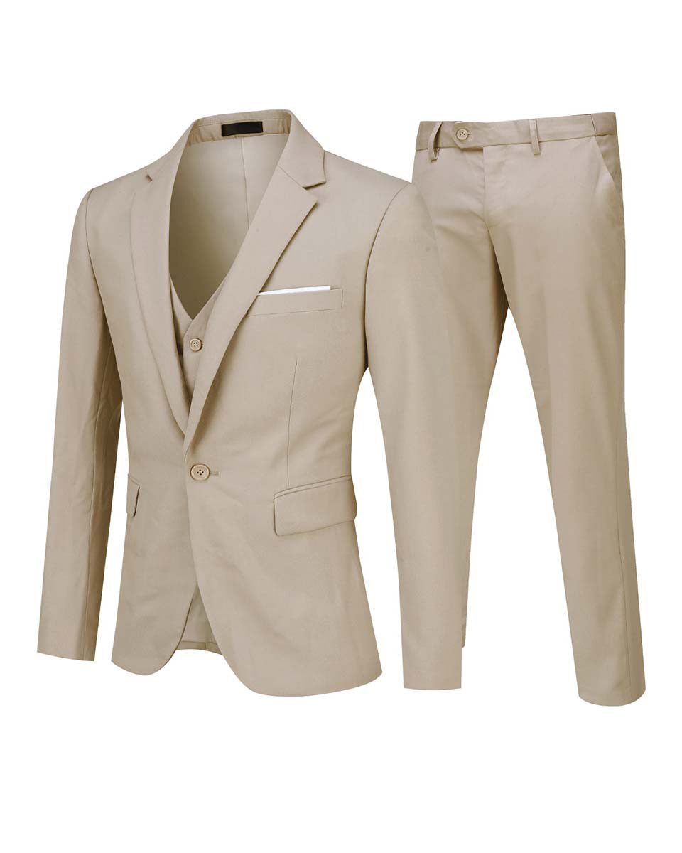 Allthemen Anzug 3-teilig (3 tlg) Edler Slim Fit Herrenanzug für den Business-Bereich