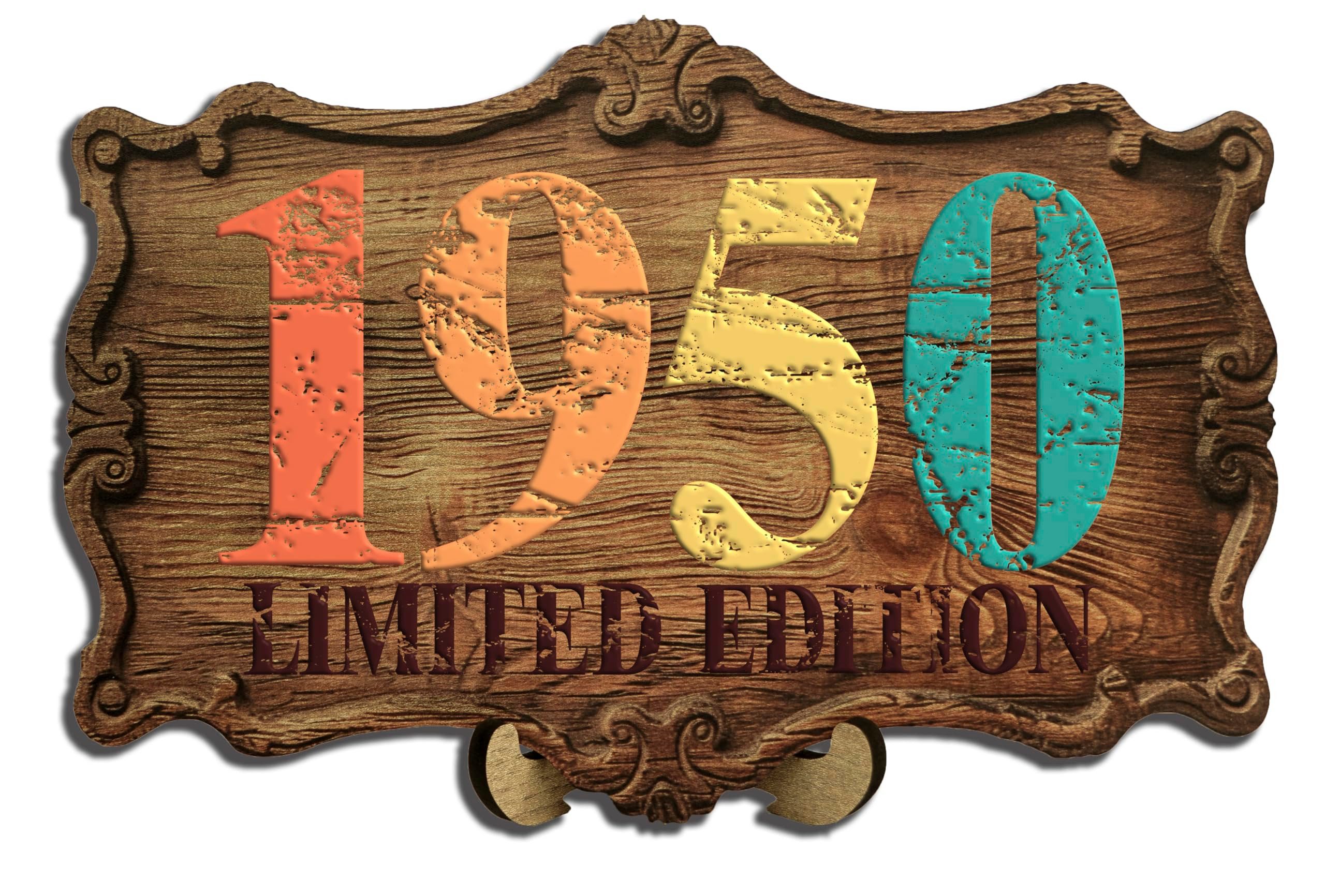 DARO Design Dekoobjekt Jahrgangsschild Geburtstag Geschenk Vintage mit Ständer (Dekoration, Jahrgang 1950 – Geschenk und Deko), 20 × 30 cm, 6 mm HDF