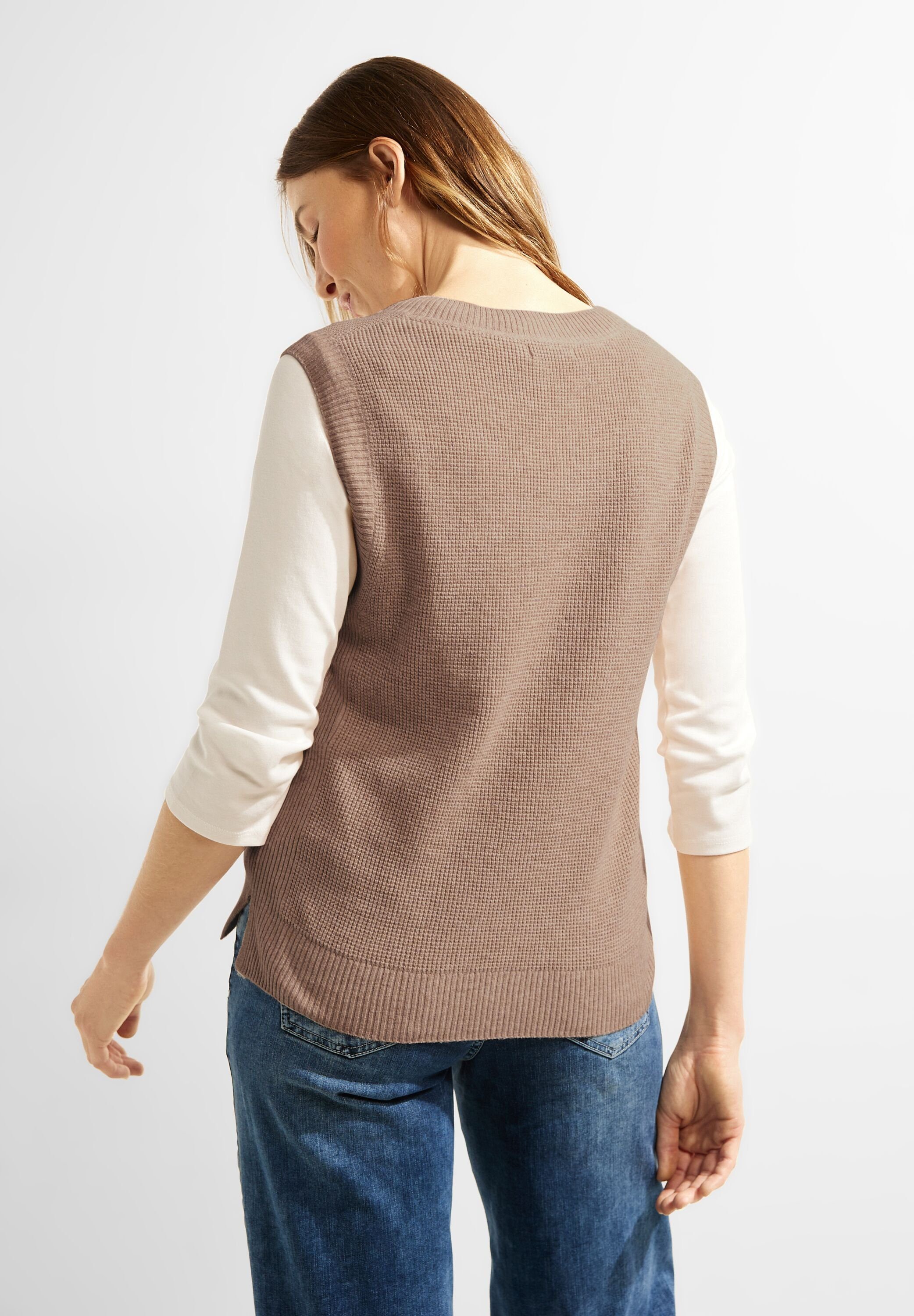 Cecil Strickpullover melange V-Ausschnitt mit hazelnut