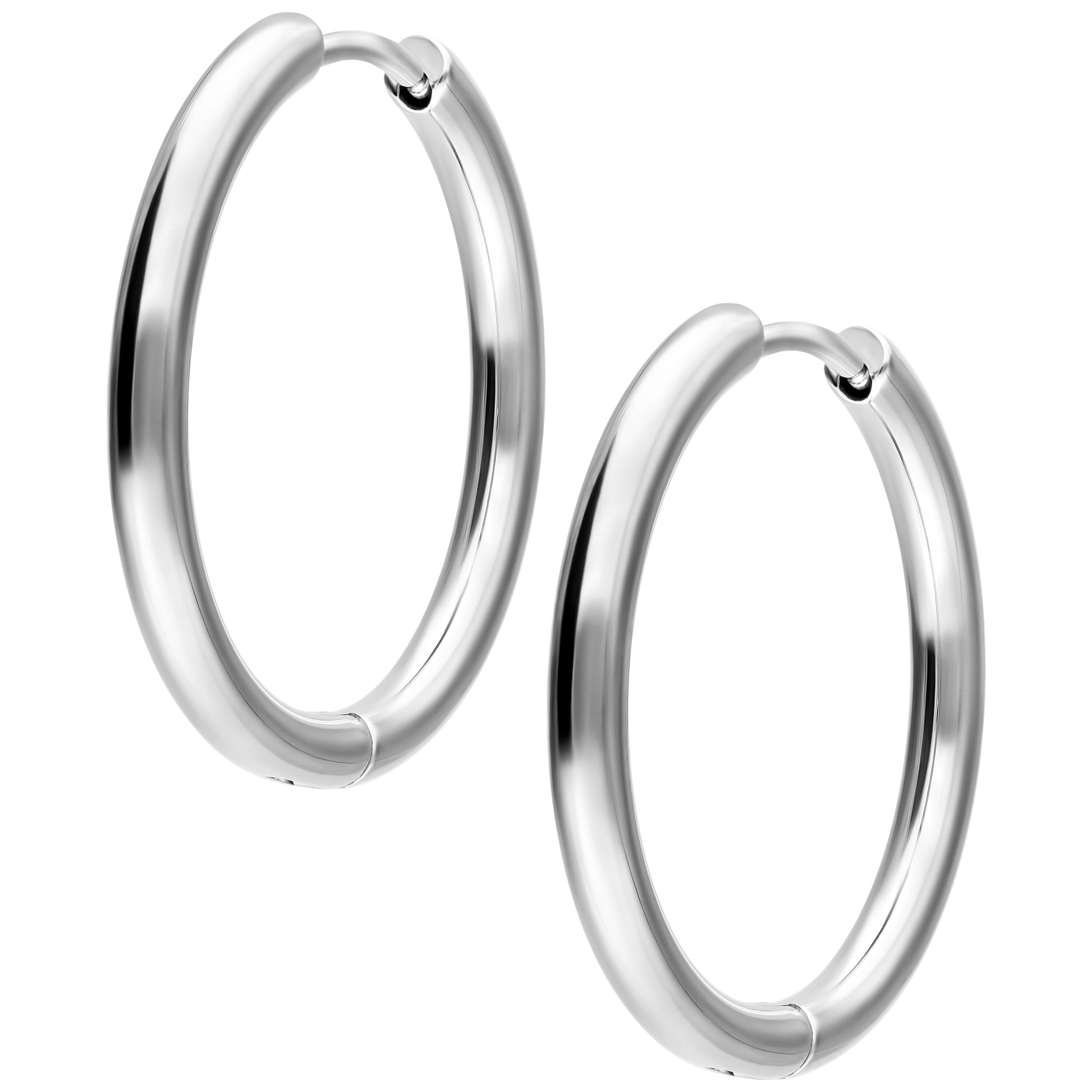 Wildcat Paar Ohrhänger Little Hoops - Silber, 20,0 mm, Chirurgenstahl 316L - wasserfest, langlebig, hautverträglich