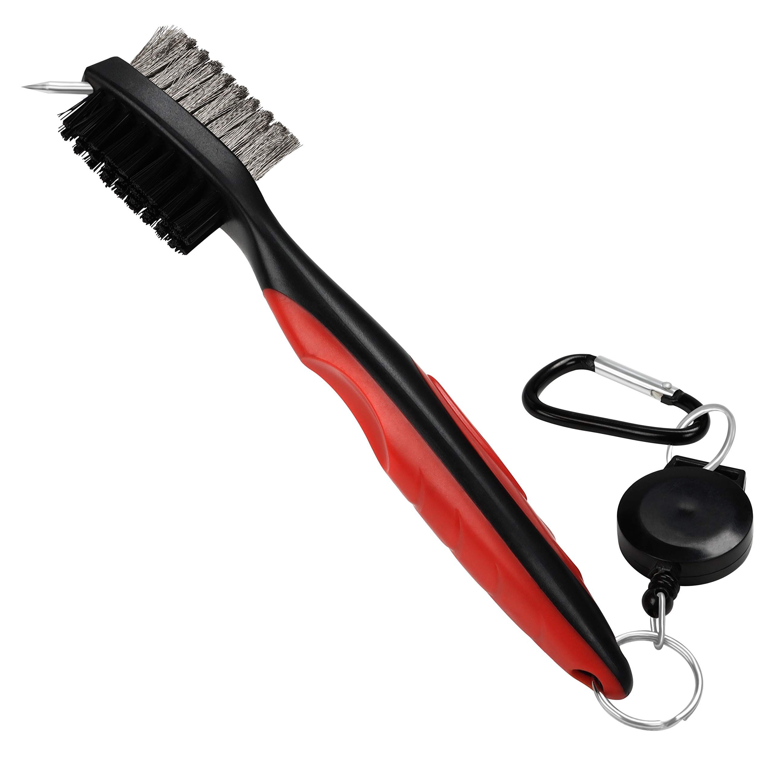 K&V GOLF Ausziehbare Golfbürste in Rot und Schwarz - 61 cm Длина Golftuch (Nylonfaser, 7.00x20.00 cm, 1-tlg)