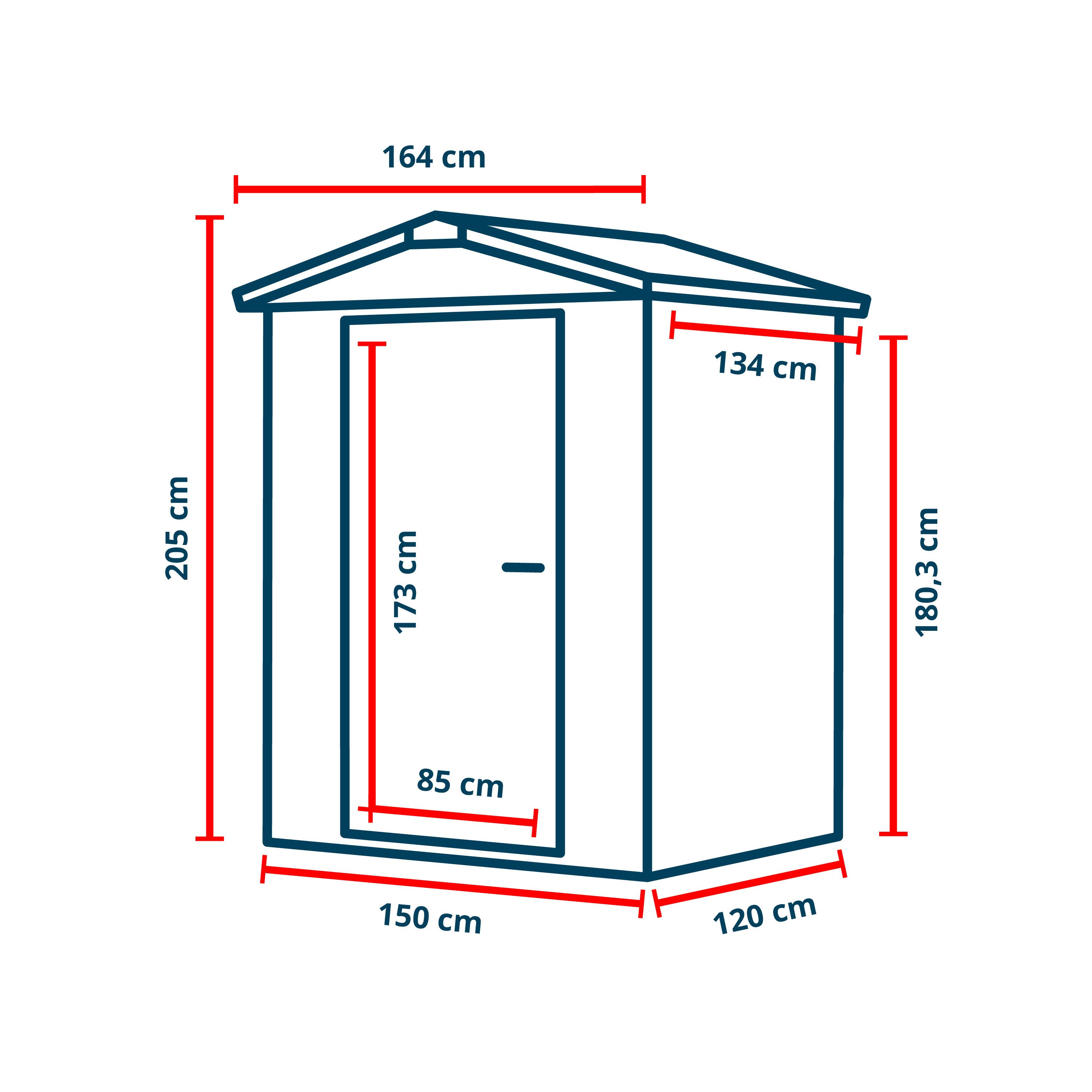 GFP Gerätehaus Gartenhaus Geräteschuppen Mia mit Satteldach, BxT: 150x120 cm, Höhe 205 cm