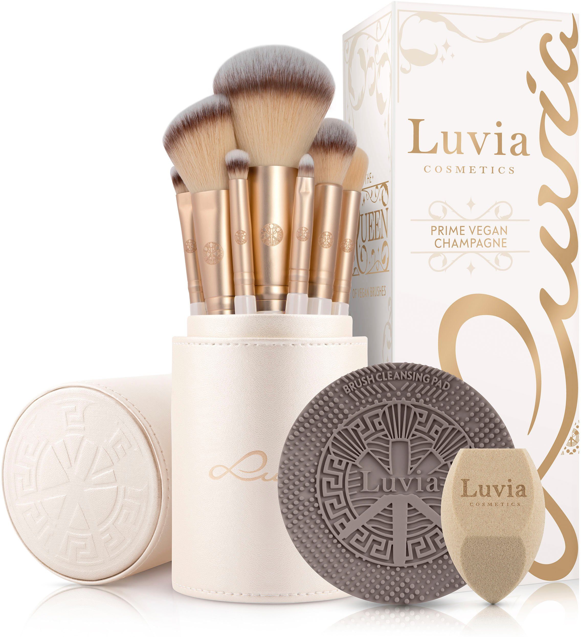 Luvia Cosmetics Schmink-Set Prime Kosmetikpinsel-Set Vegan 11-tlg., Champagne
