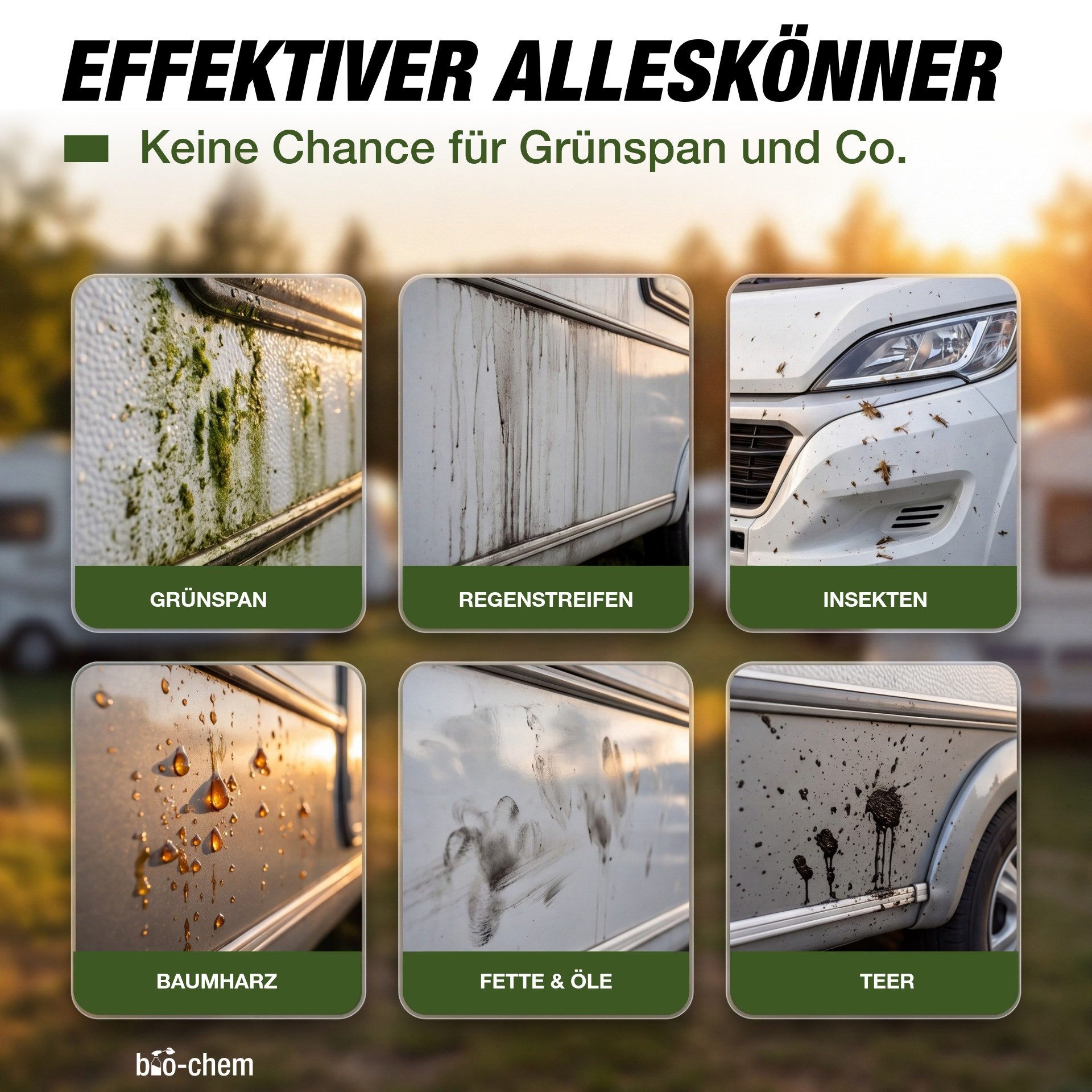 bio-chem bio-chem Caravan- & Wohnmobilreiniger 5L Konzentrat, extra stark Auto-Reinigungsmittel (Einzelprodukt, [- Caravanreiniger 5 l Kanister Entfernt Regenstreifen, Baumharz & Insektenrückstände)