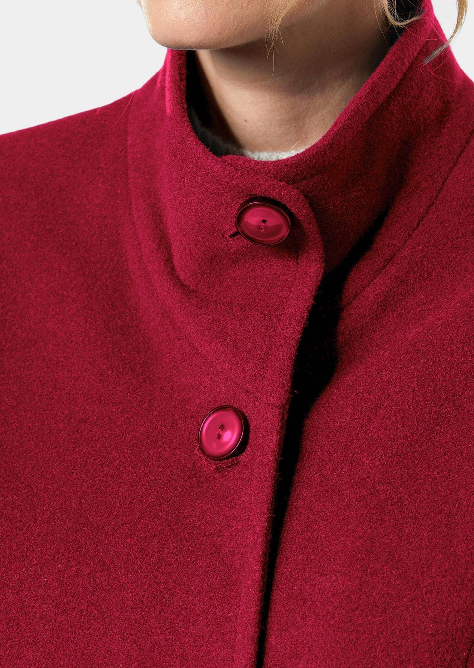 GOLDNER Wolljacke Eleganter Wintermantel mit Stehkragen Longmantel mit Knöpfen, Schubtaschen und Langarm