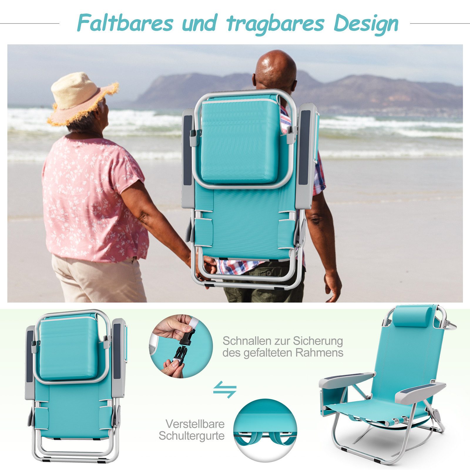 COSTWAY Campingstuhl (2 St), Strandstuhl Klappstuhl, günstig online kaufen