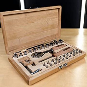Brüder Mannesmann Werkzeuge Steckschlüssel 41-tlg. Steckschlüssel-Set Bambus-Werkzeugkoffer