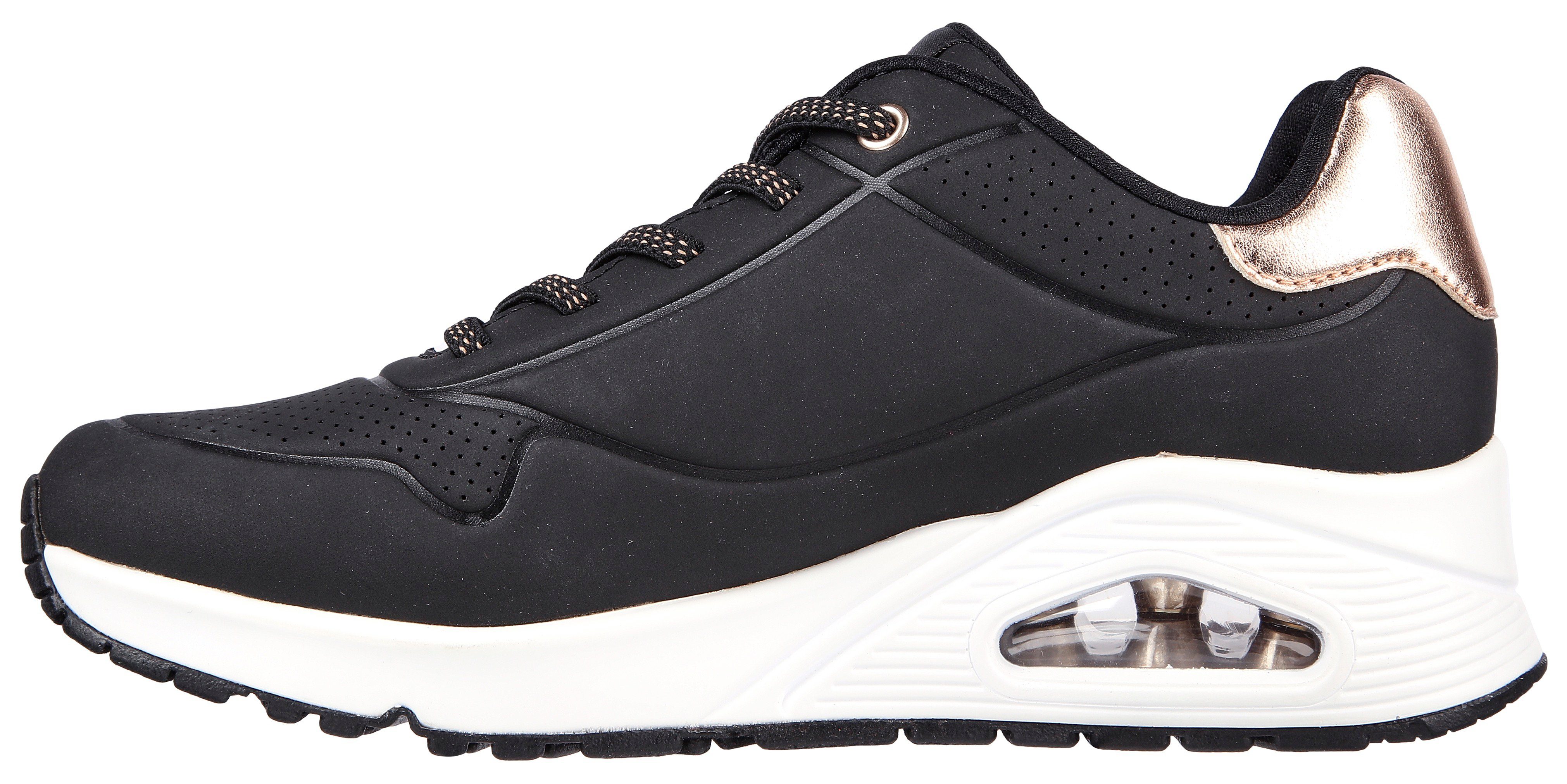 Skechers UNO SHIMMER AWAY Slip-On Sneaker Slipper, Freizeitschuh, Plateausneaker mit modischem Keilabsatz – Bild 4 von 5