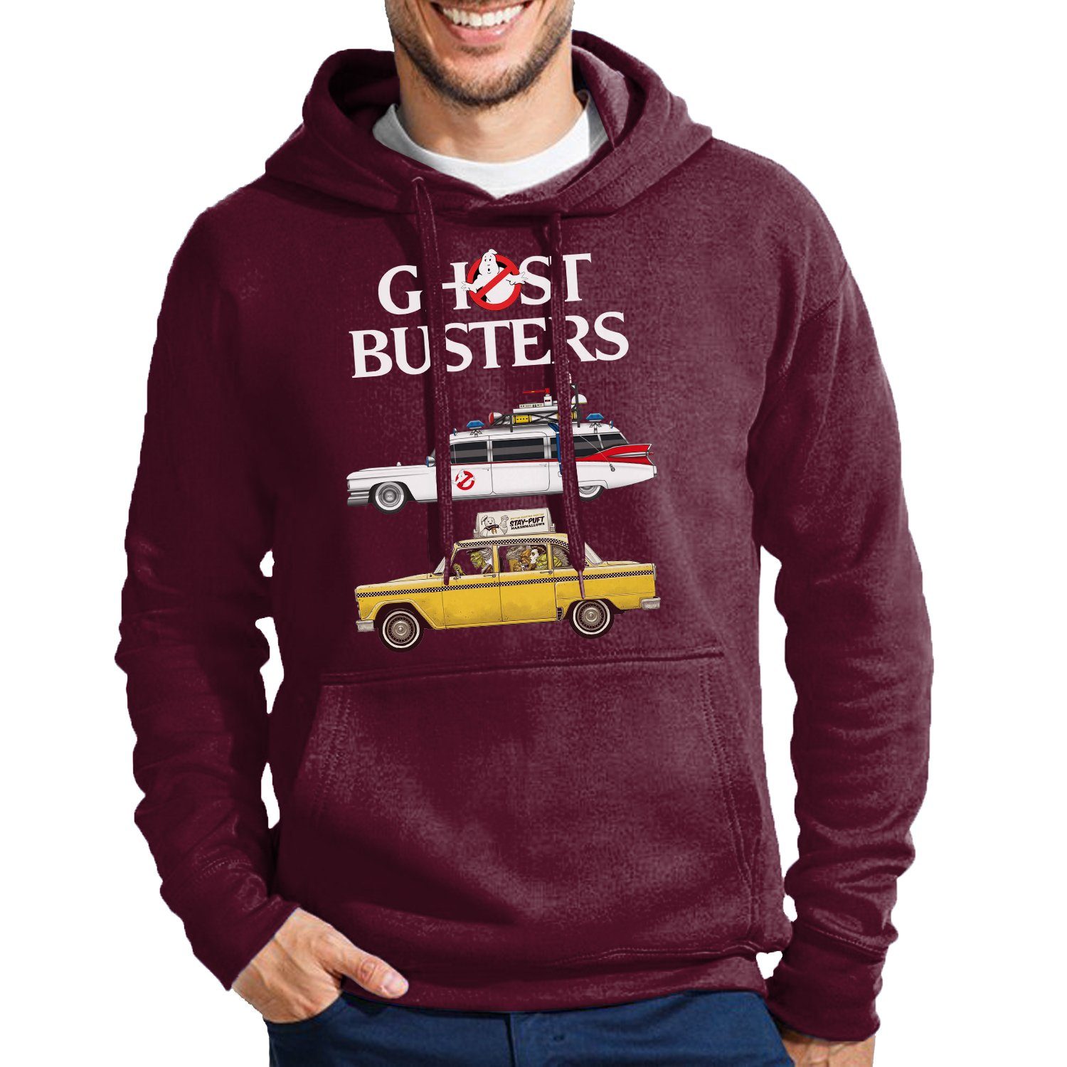 Blondie & Brownie Hoodie Herren Ghostbusters Cars Auto Geisterjäger Geister Film Ghost mit Kapuze Burgund