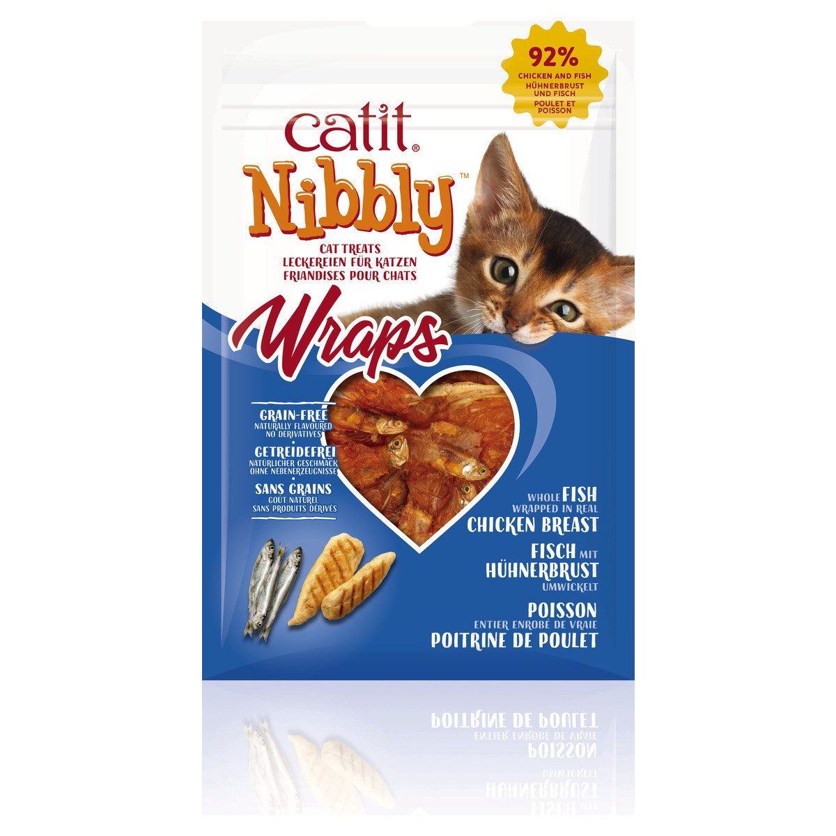 Catit Nibbly Wraps mit Hühnchen & Fisch 30 g, Snack für: Katze