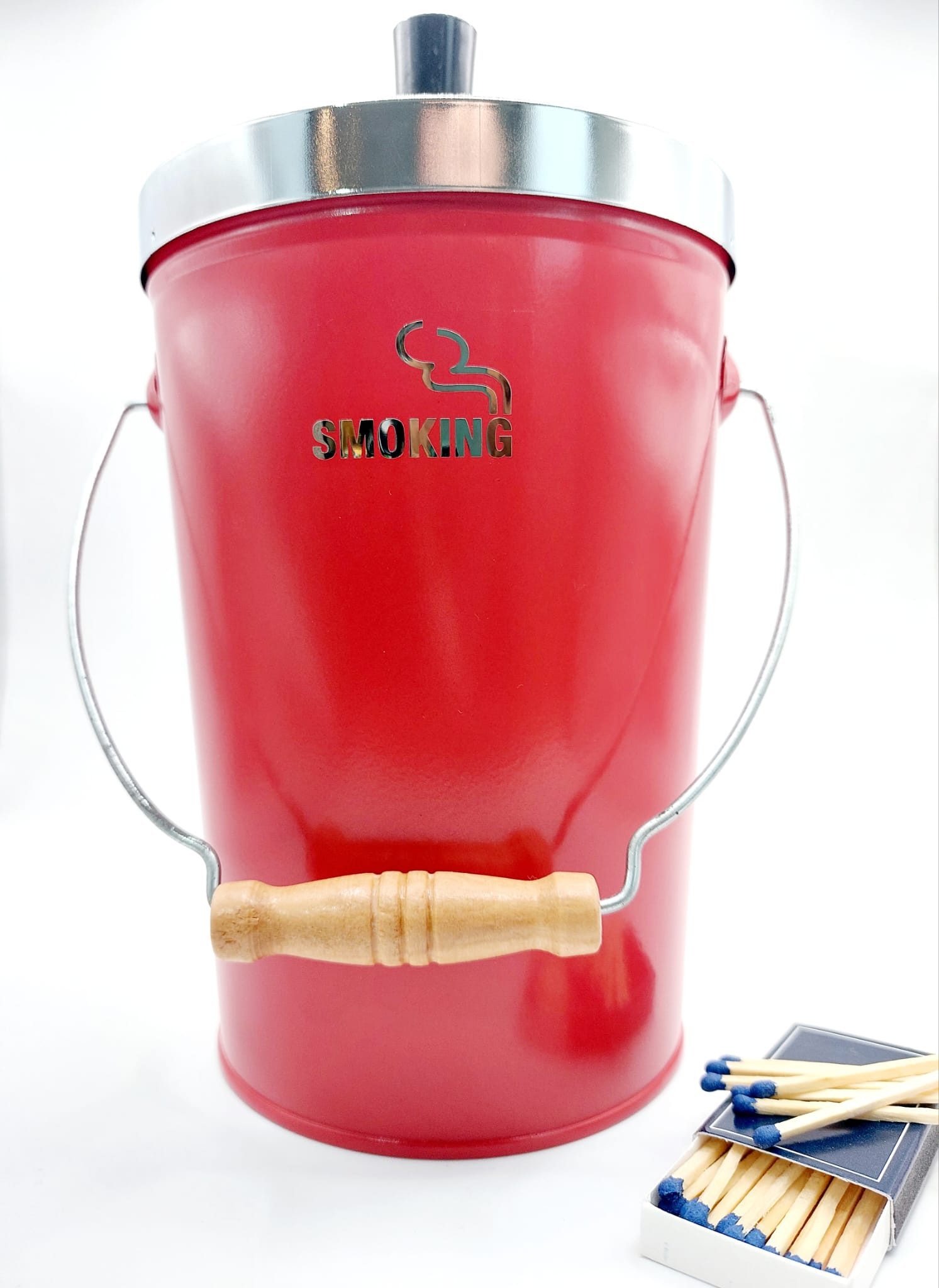 meytrade Aschenbecher extra großer XXL Aschenbecher für draußen rot ca. 27cm hoch, Schleuderascher, indoor, outdoor