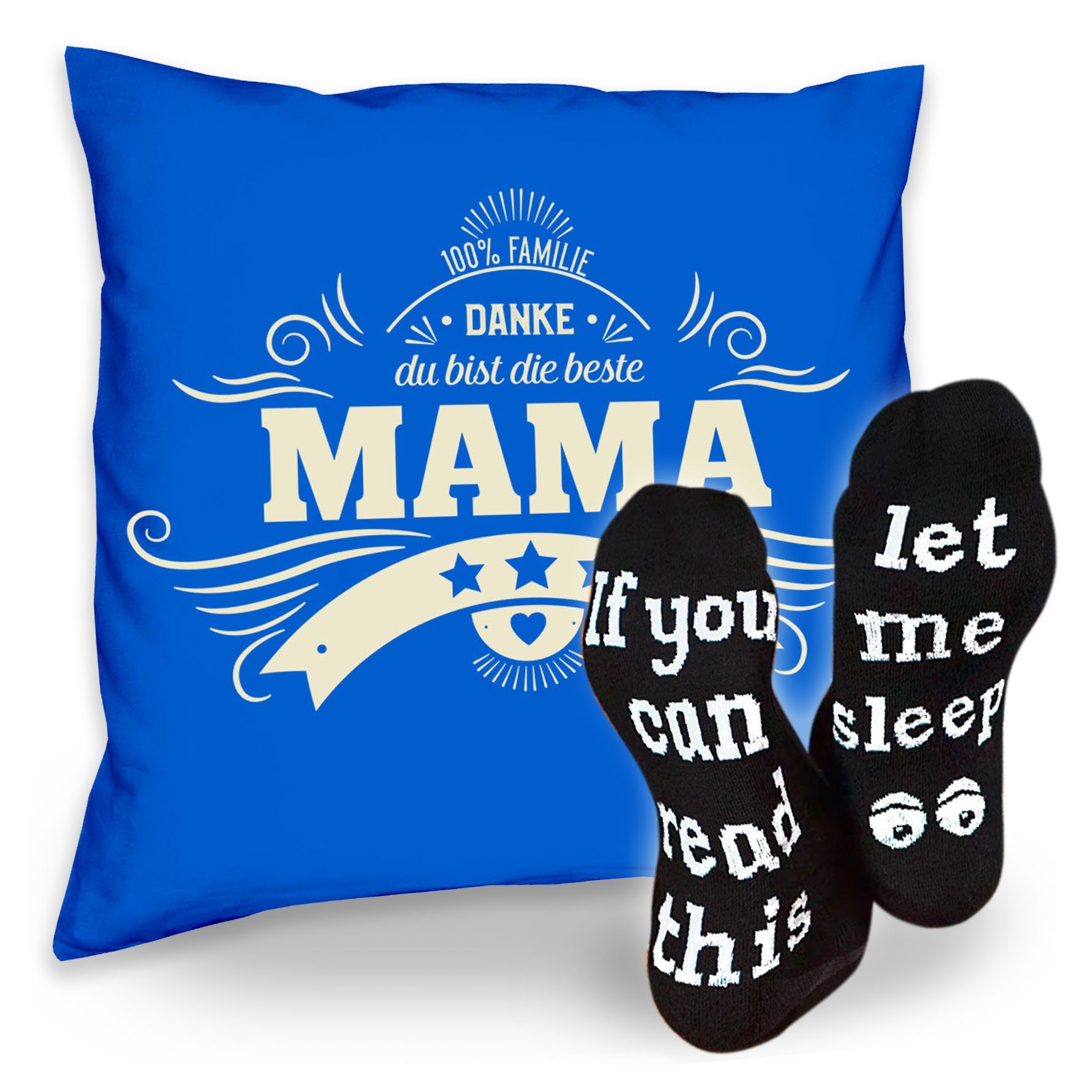 Sprüche Mama Sleep, Socken Soreso® royal-blau Muttertagsgeschenk Mama Kissen & Dekokissen Muttertag Danke