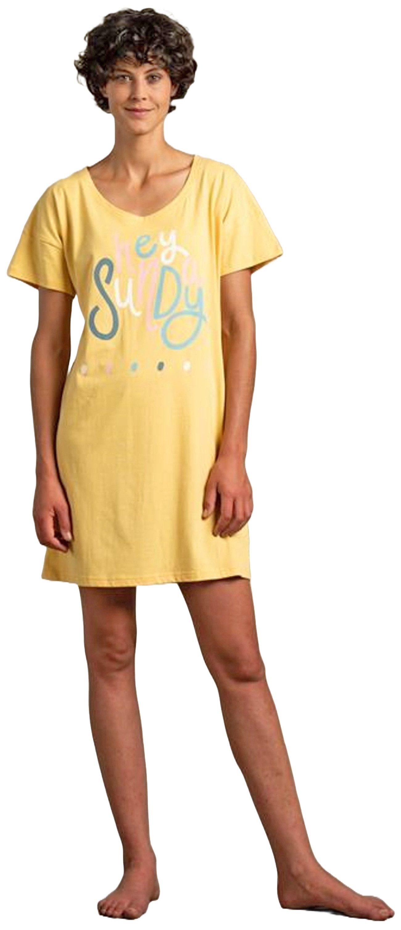 Eskimo Nachthemd Damen Schlafshirt Kurzarm (1-tlg) Baumwolle