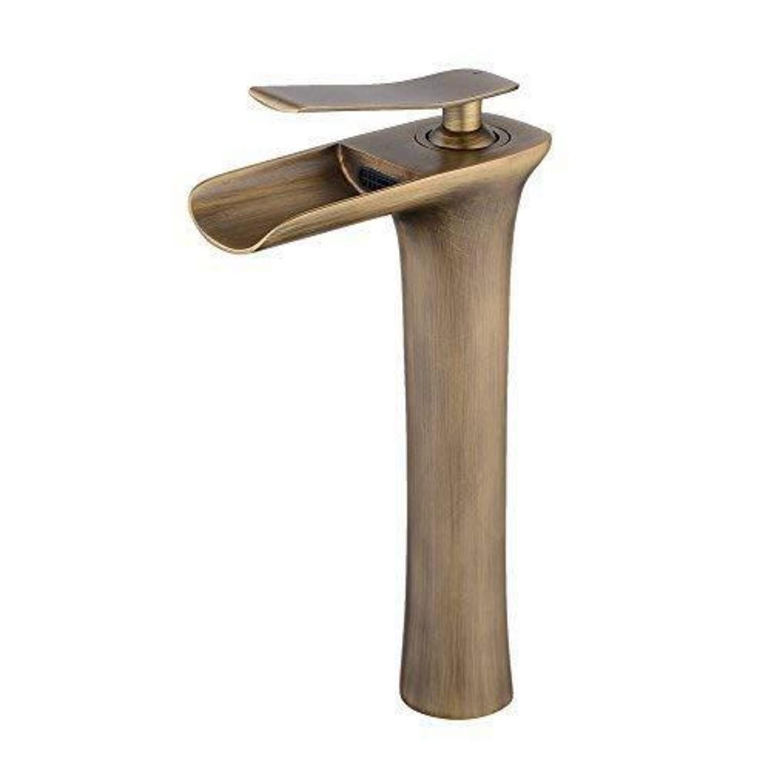 LuxusKollektion Waschtischarmatur Wasserhahn Wasserfall Messing Bronze Spüle Becken Tall Antikes Messing