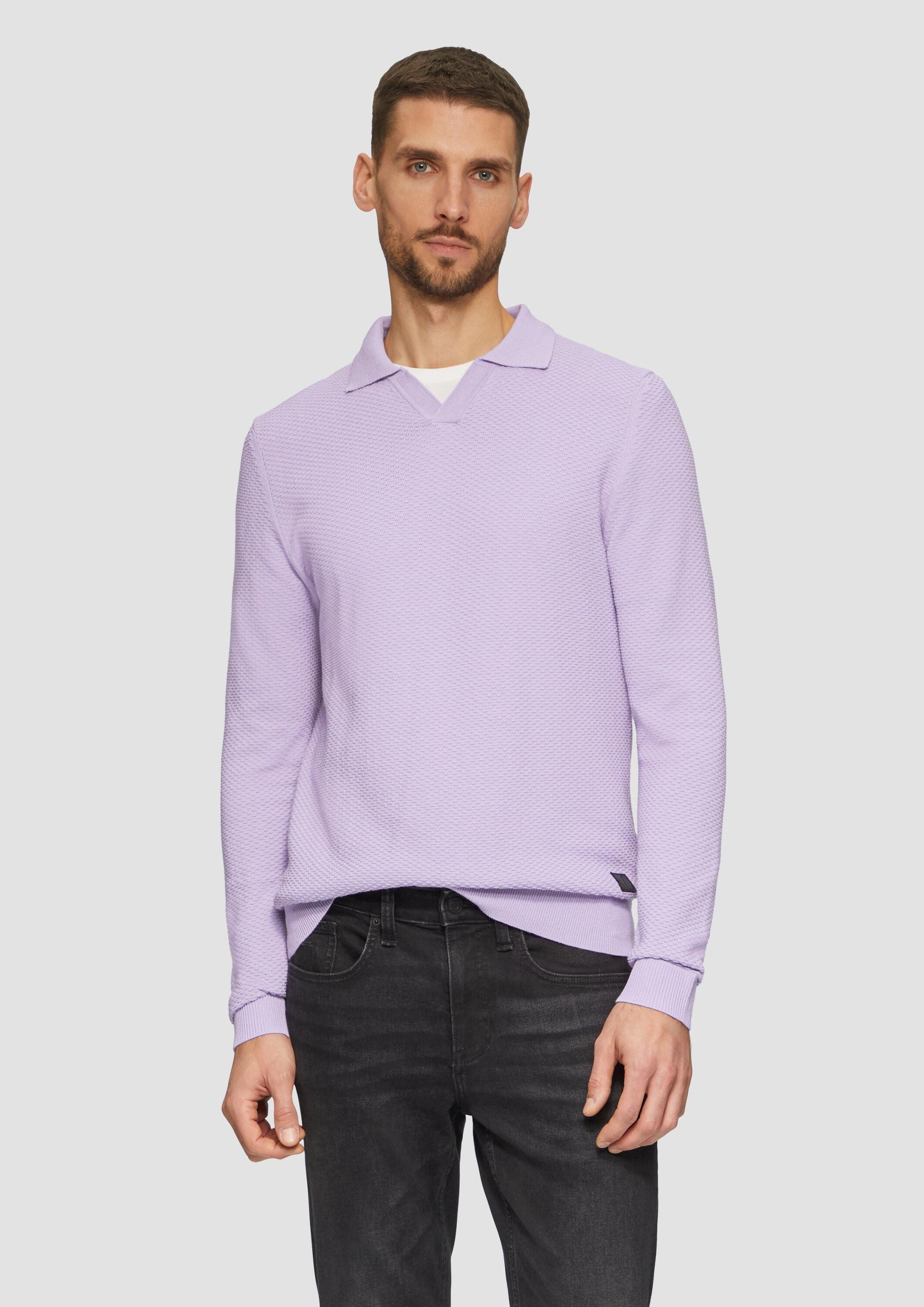 s.Oliver Longpullover Strickpullover Strukturierter Strickpullover mit Polo günstig online kaufen