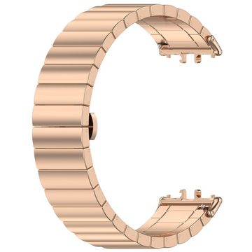 Wigento Smartwatch-Armband Für Samsung Galaxy Fit 3 One Bead Edelstahl Metall Arm Band Rose Gold