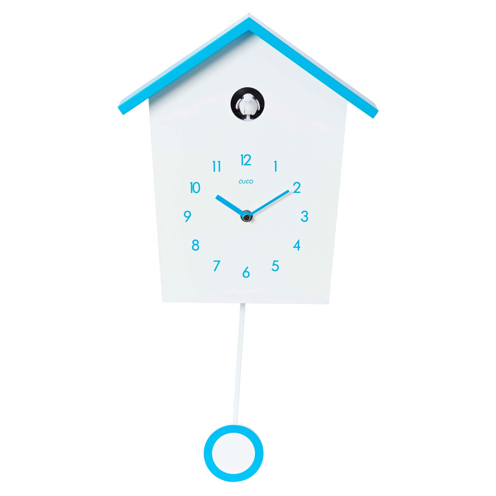 Cuco Clock Wanduhr Kuckucksuhr LANDHAUS, Pendeluhr Wanduhr, Moderne Schwarzwalduhr (46,5 × 27 × 7,8cm, Pendeluhr mit Nachtruhefunktion, Vogelgezwitscher)