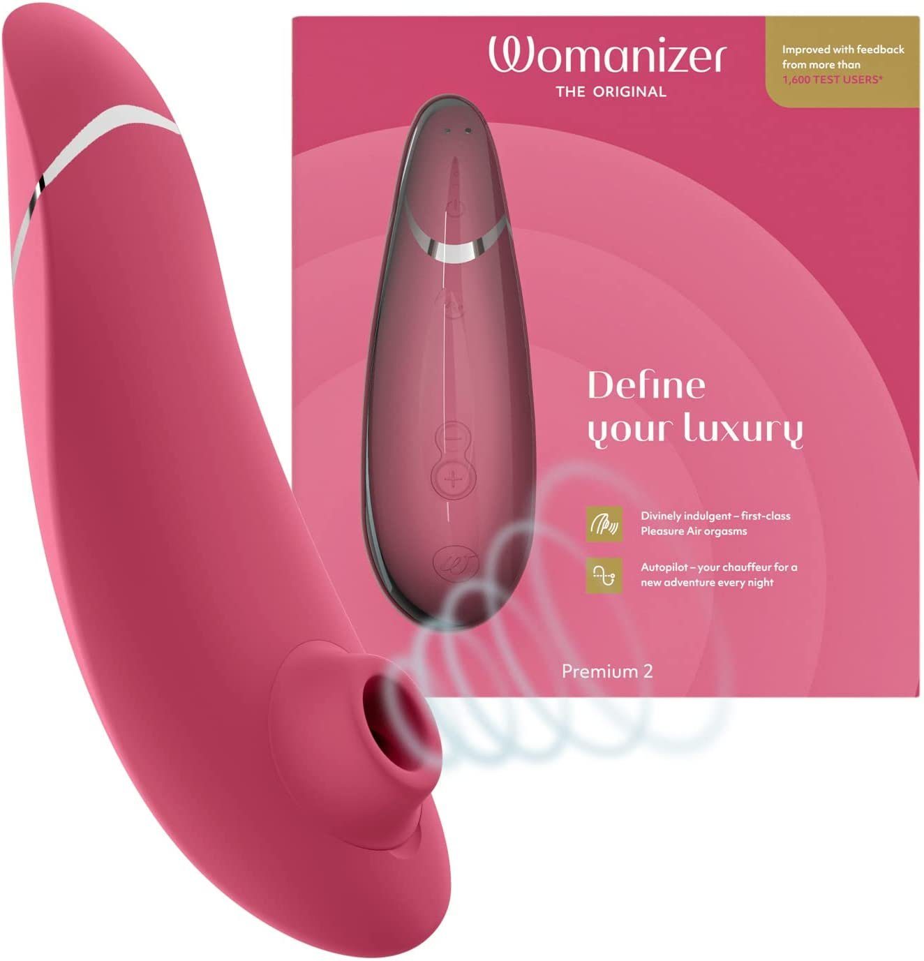 Womanizer Klitoris-Stimulator Premium 2, 14 Intensitätsstufen, Auto-Pilot, Smart-Silence Raspberry