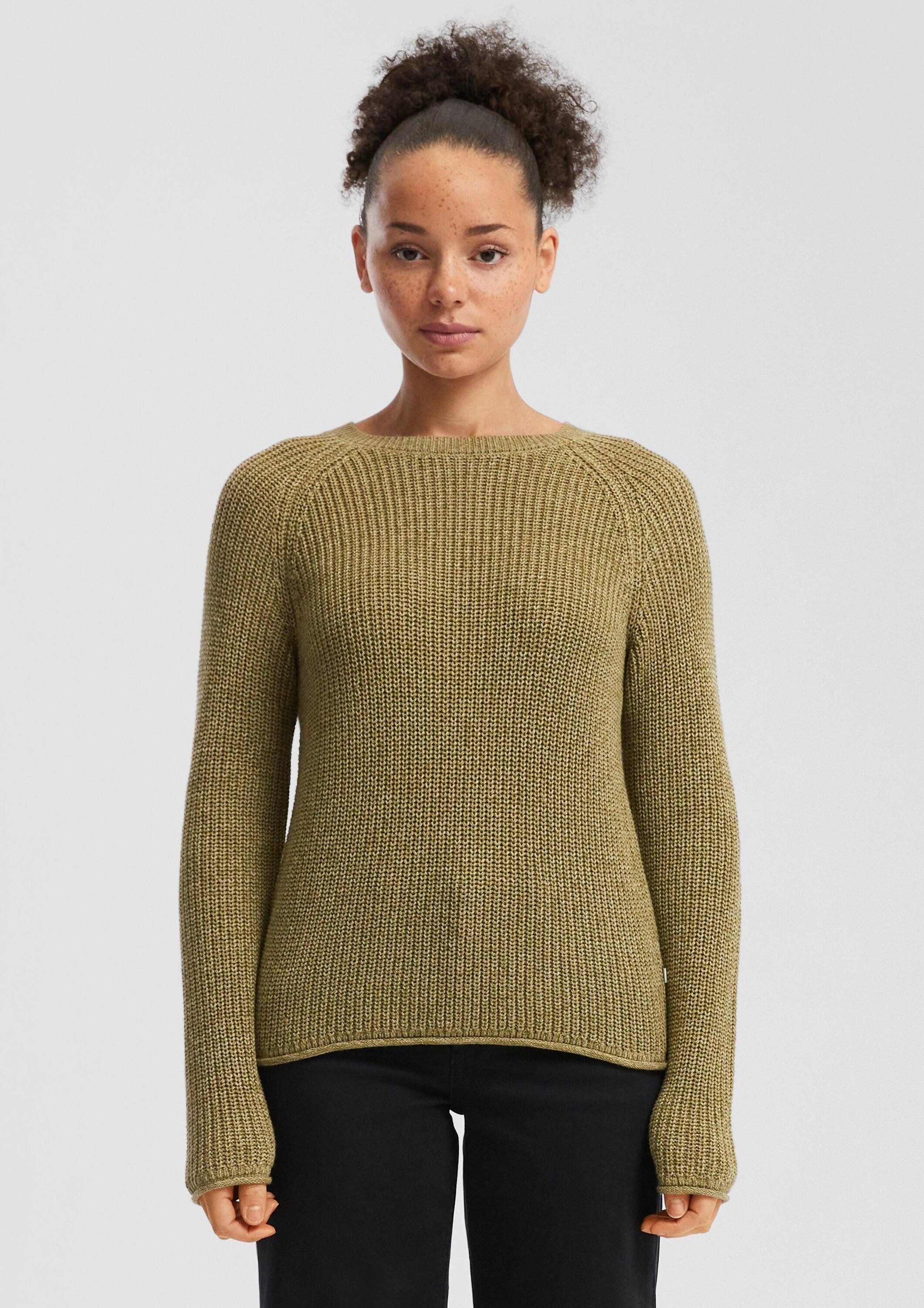QS Longpullover Strickpullover Melierter Strickpullover mit Raglanärmeln