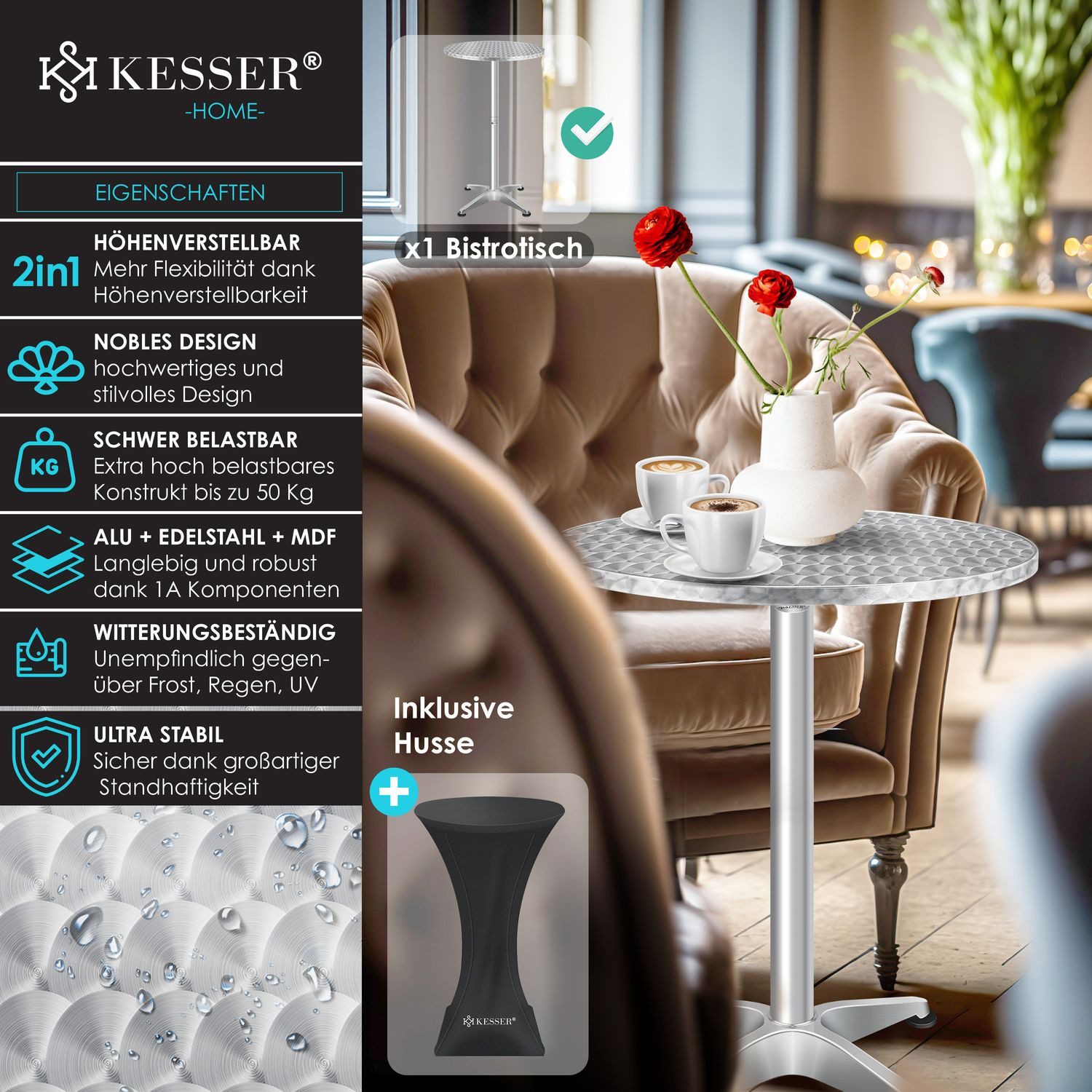 KESSER Bistrotisch, 2in1 Stehtisch Bistrotisch Aluminium günstig online kaufen