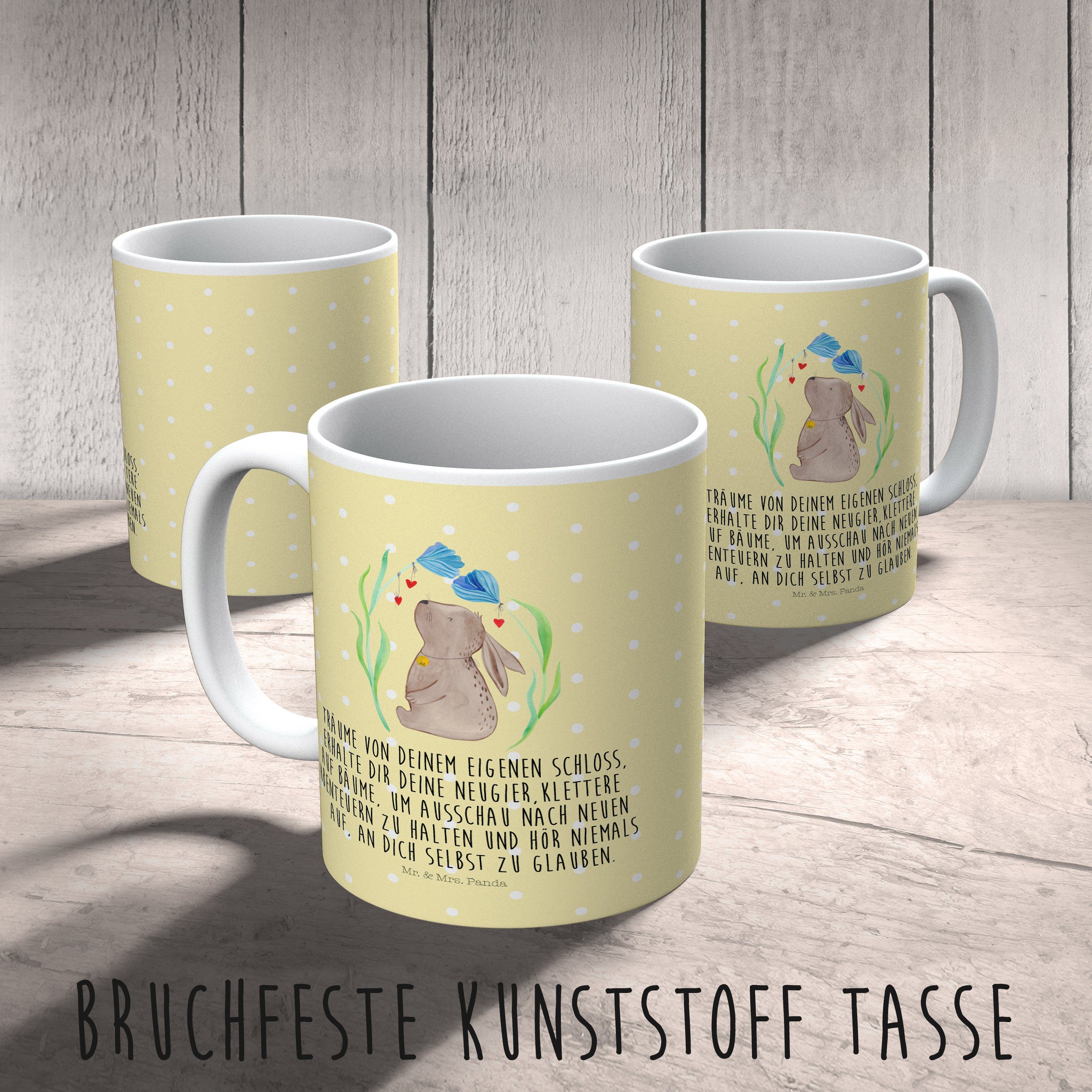 Kindergarten, Reisetasse, - Hase Blume Gelb Pastell - Kunststoff & Kinderbecher Mr. Geschenk, Panda Mrs. Kaffe,